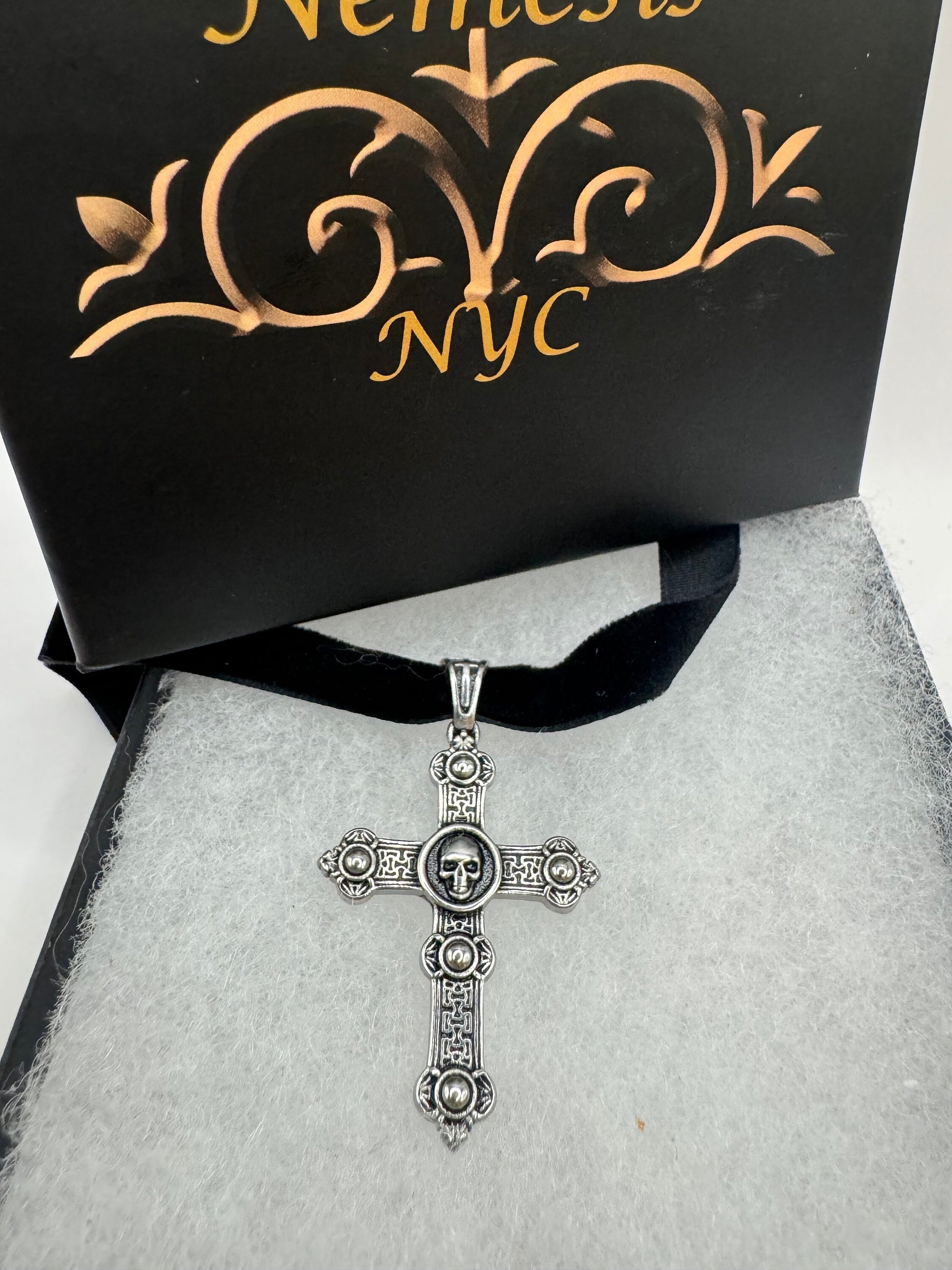 Vintage Celtic Golden Stainless Steel Cross Pendant Necklace