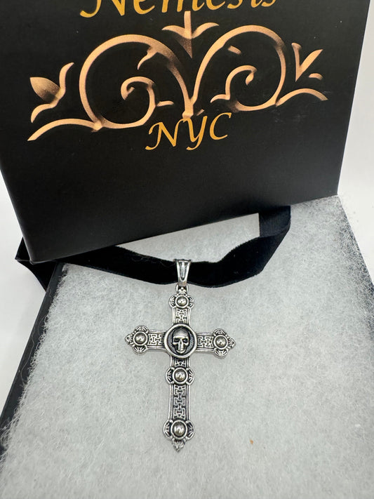 Vintage Celtic Golden Stainless Steel Cross Pendant Necklace