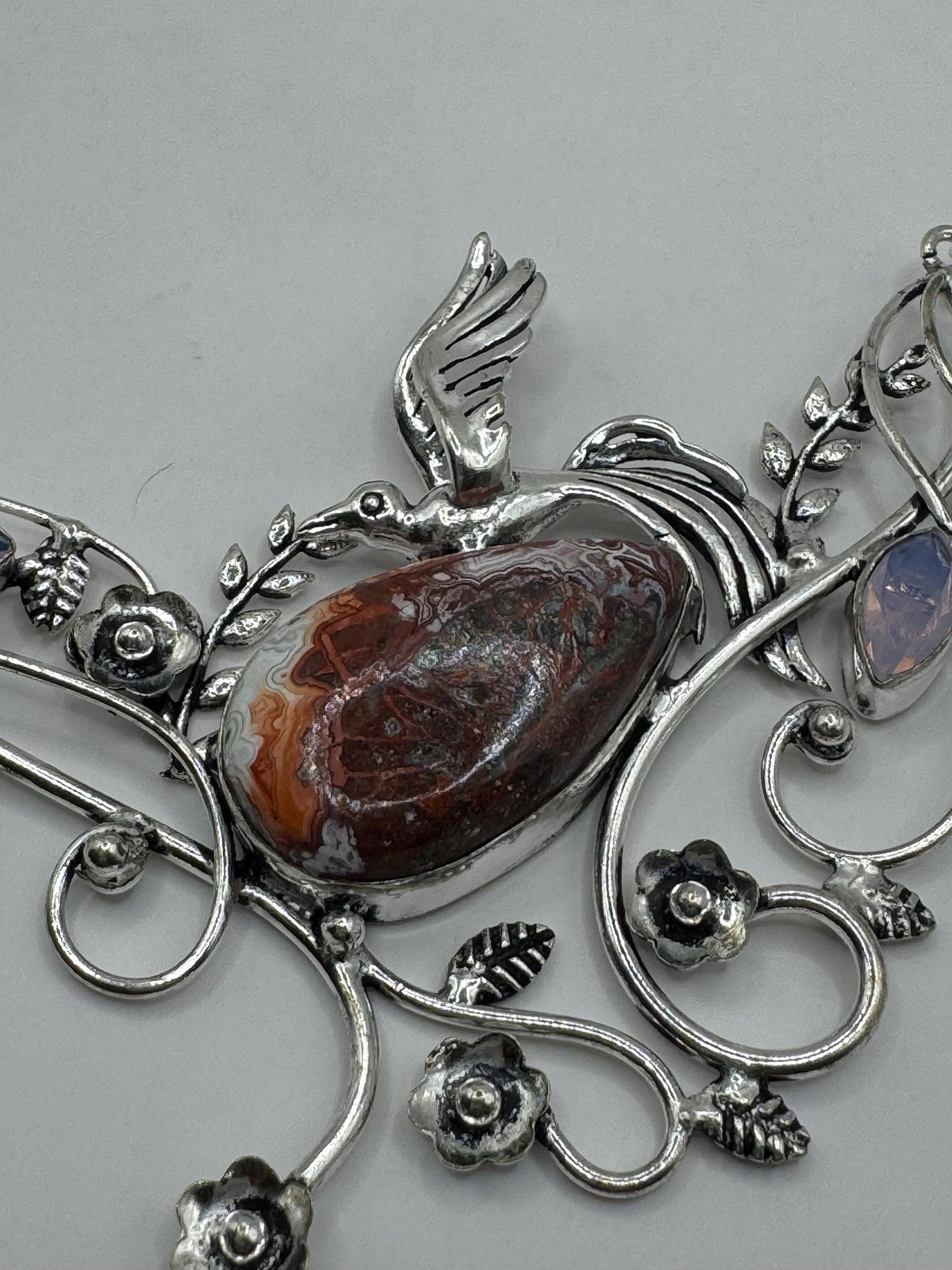 Vintage Silver Genuine Ruby Zoisite Choker Black Velvet Necklace.