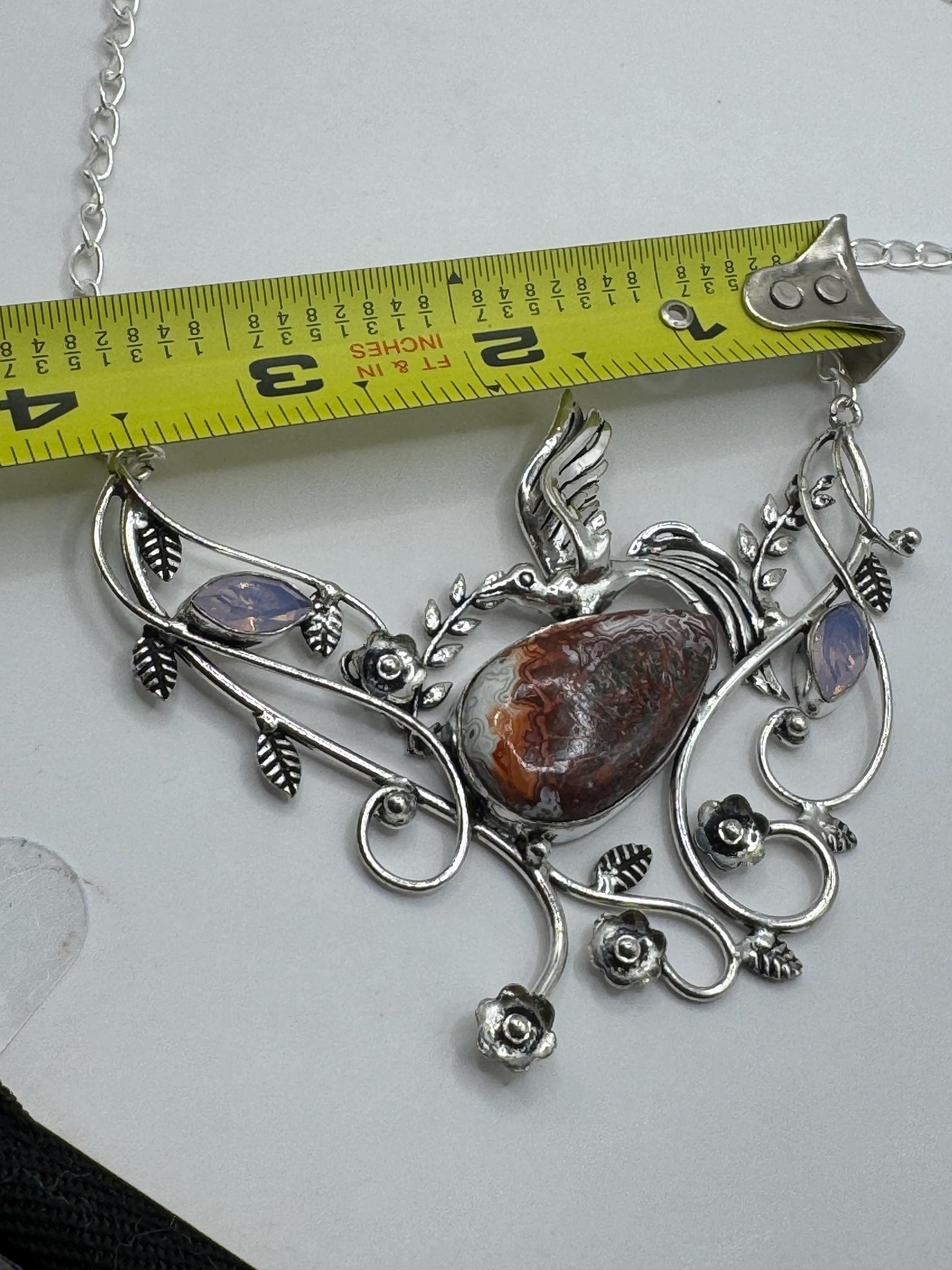 Vintage Silver Genuine Ruby Zoisite Choker Black Velvet Necklace.