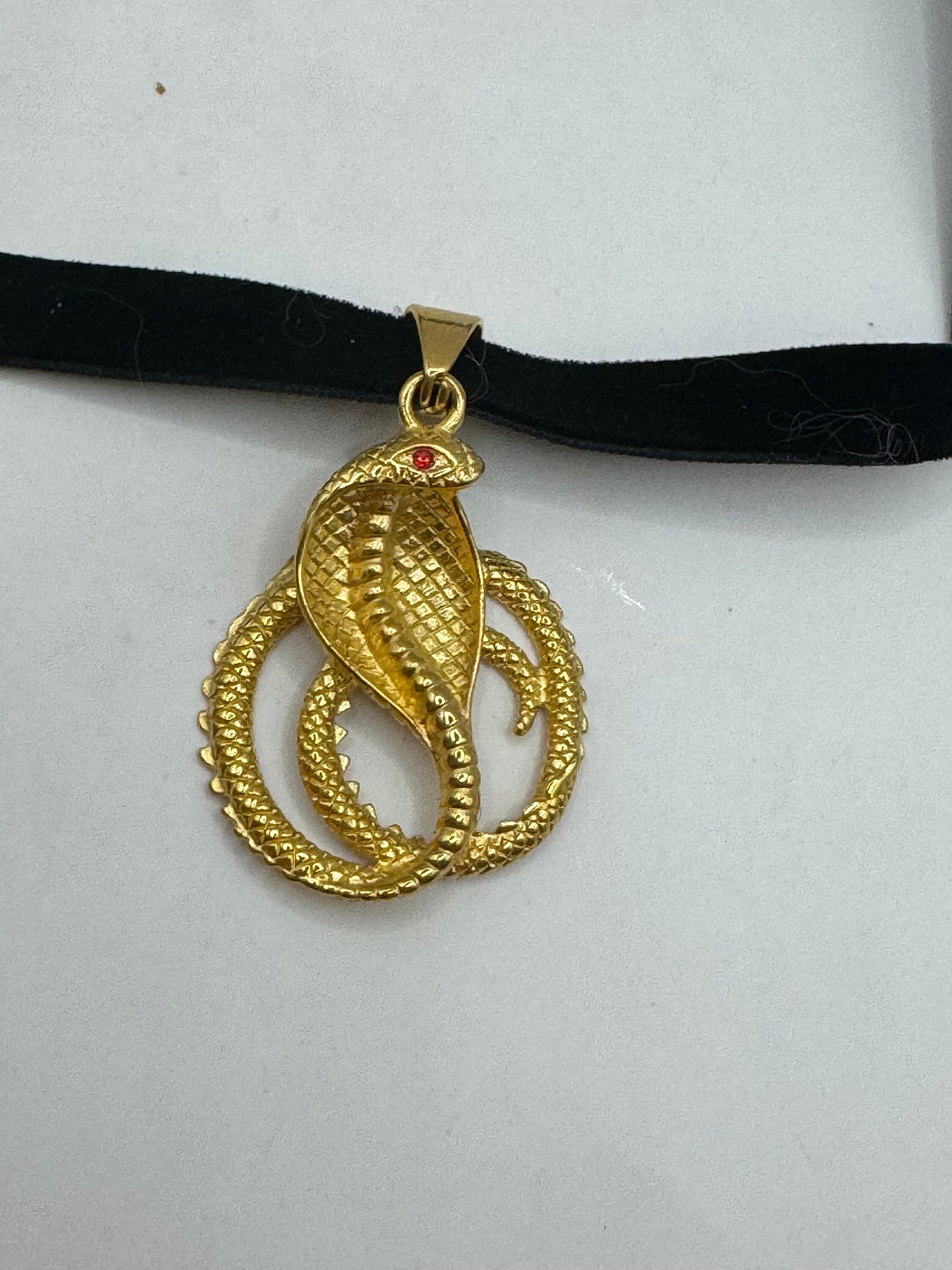 vintage Golden stainless steel Cobra Snake Choker Necklace
