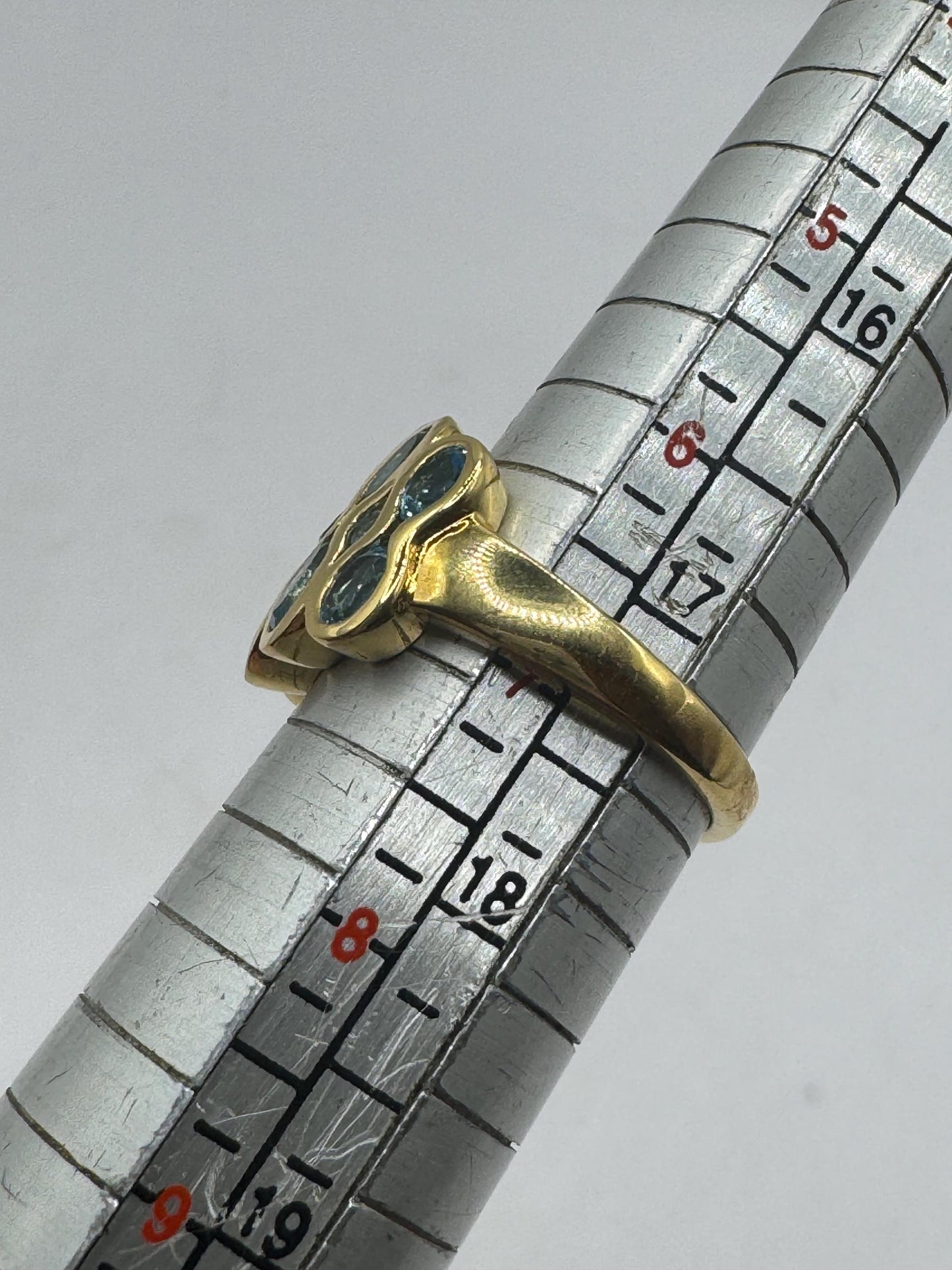 Vintage Genuine Blue Topaz Gold 925 Sterling Silver Cocktail Ring Size 7