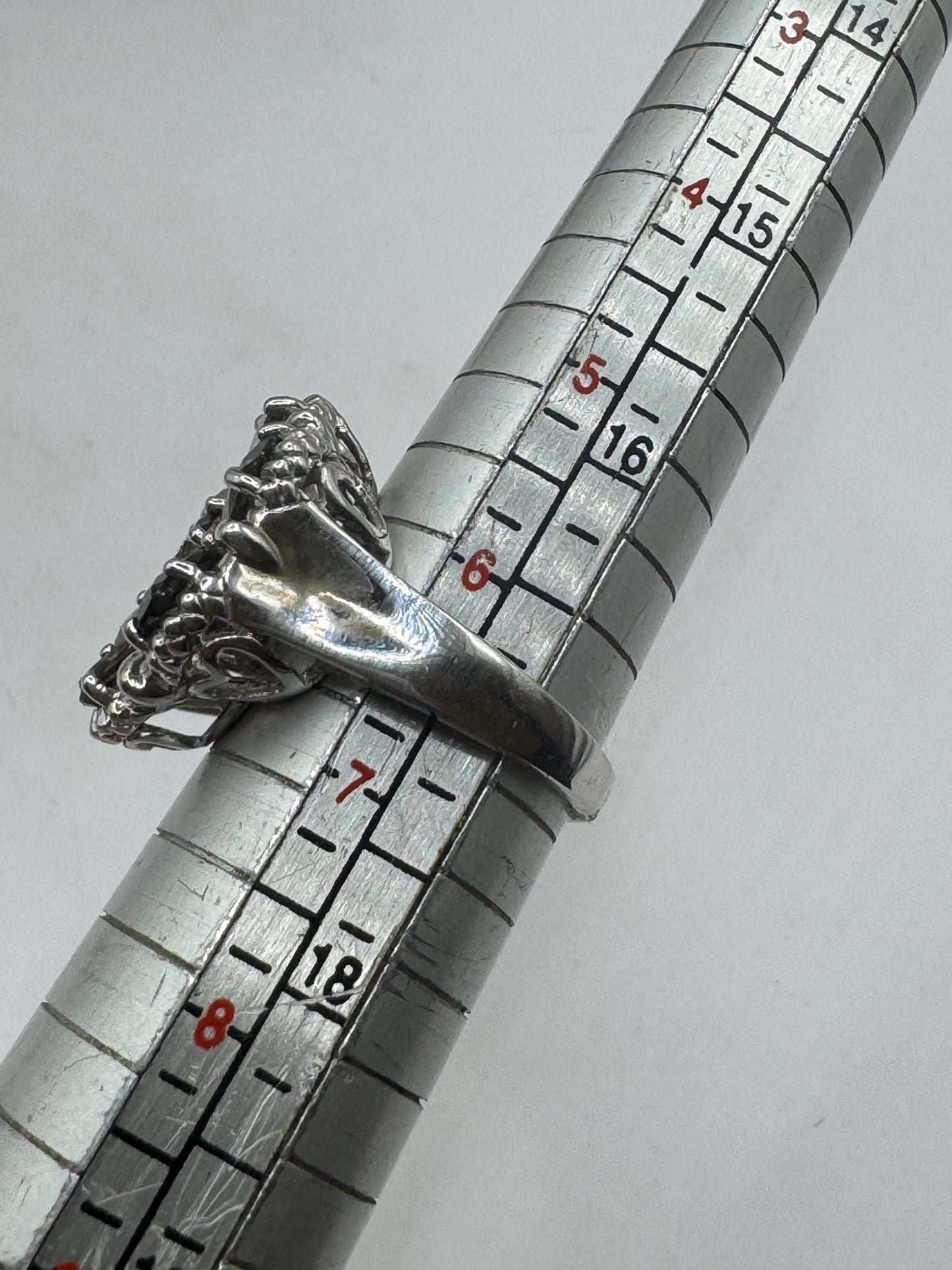 Vintage Genuine Smoky Topaz 925 Sterling Silver Flower Cocktail Ring