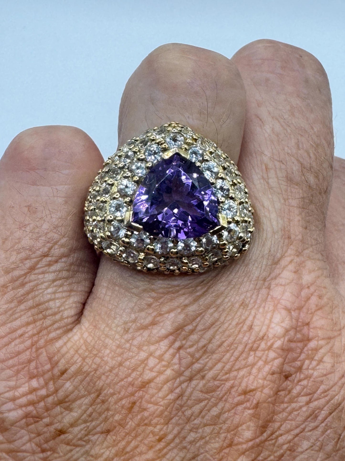 Vintage Purple Amethyst Ring in Gold 925 Sterling Silver
