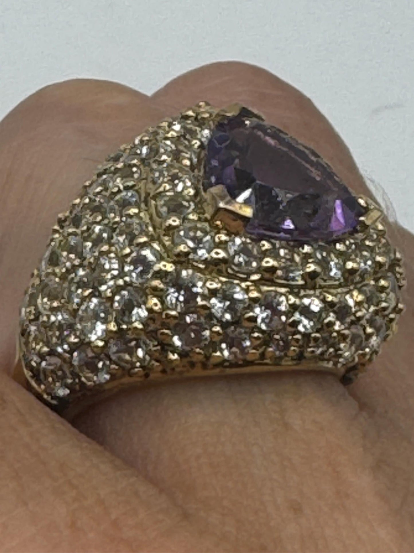 Vintage Purple Amethyst Ring in Gold 925 Sterling Silver