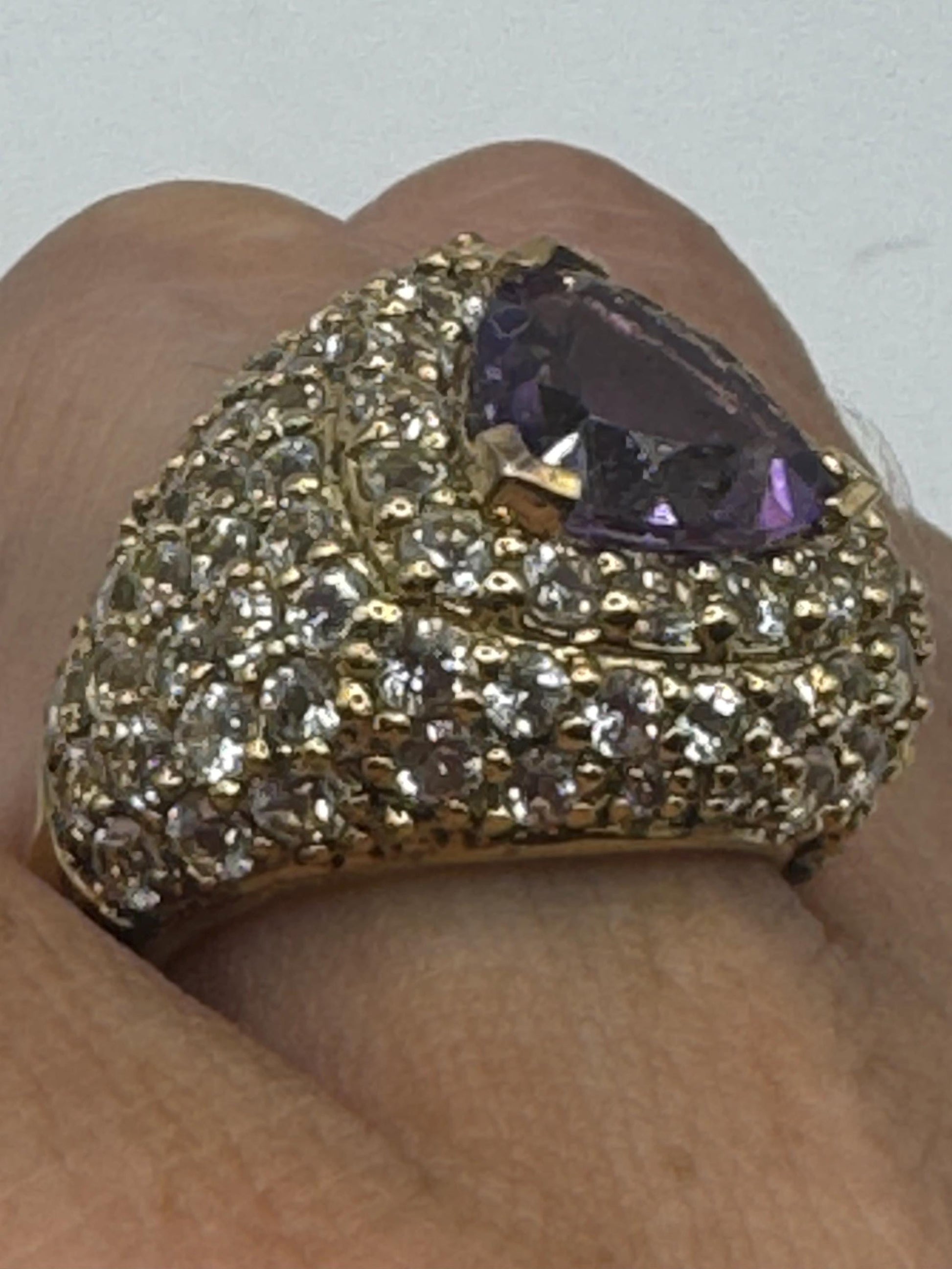 Vintage Purple Amethyst Ring in Gold 925 Sterling Silver