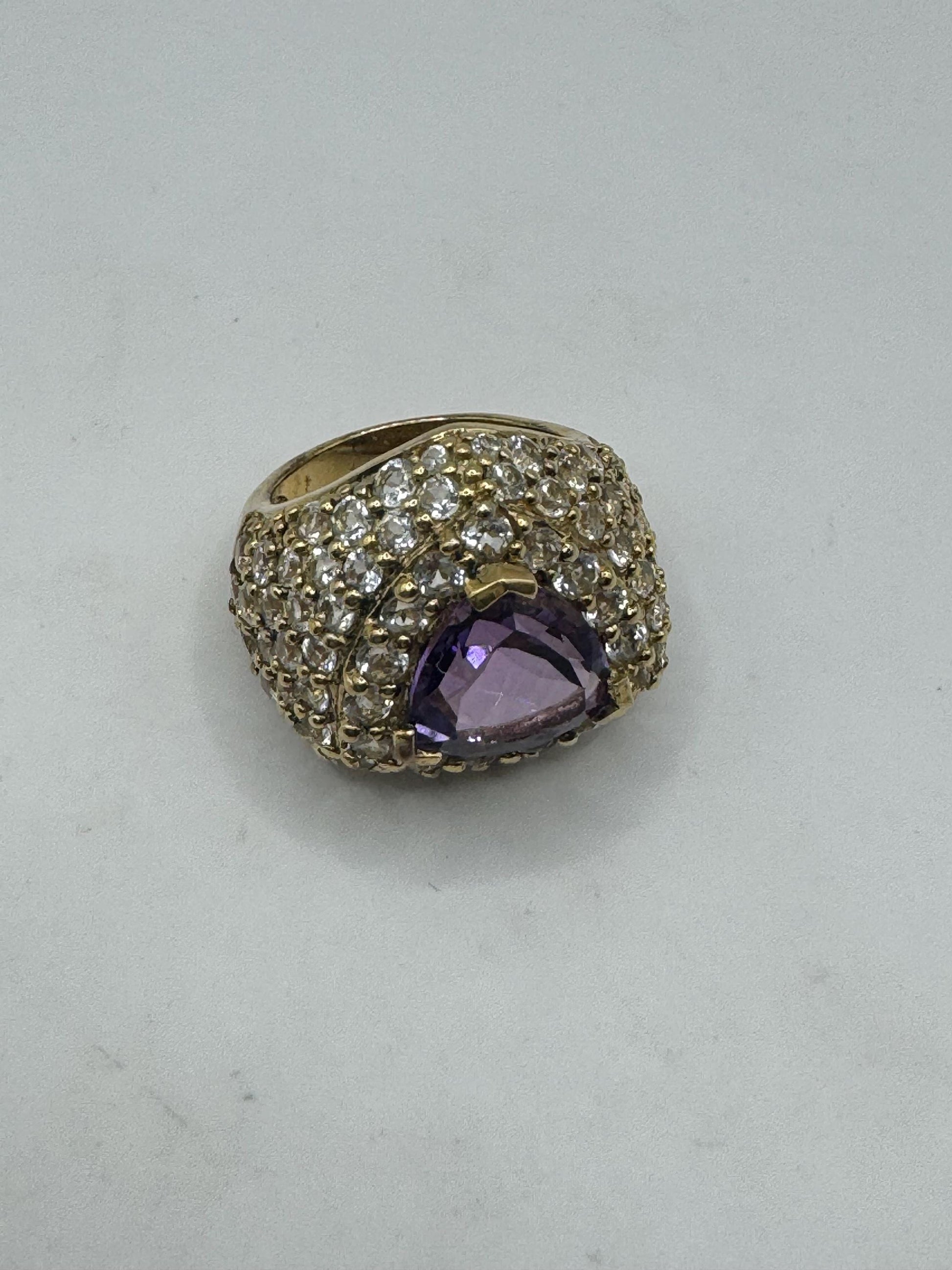 Vintage Purple Amethyst Ring in Gold 925 Sterling Silver