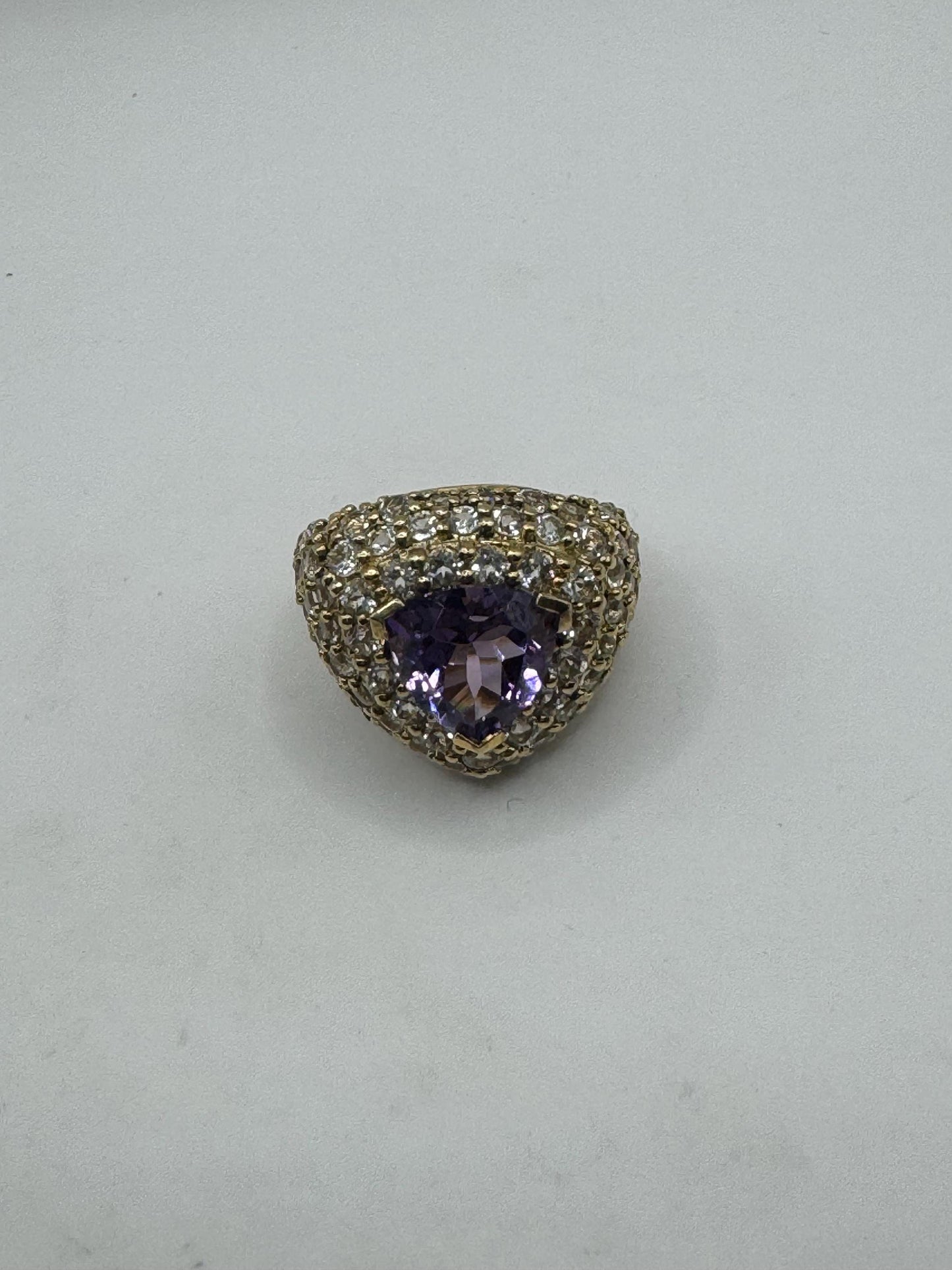 Vintage Purple Amethyst Ring in Gold 925 Sterling Silver