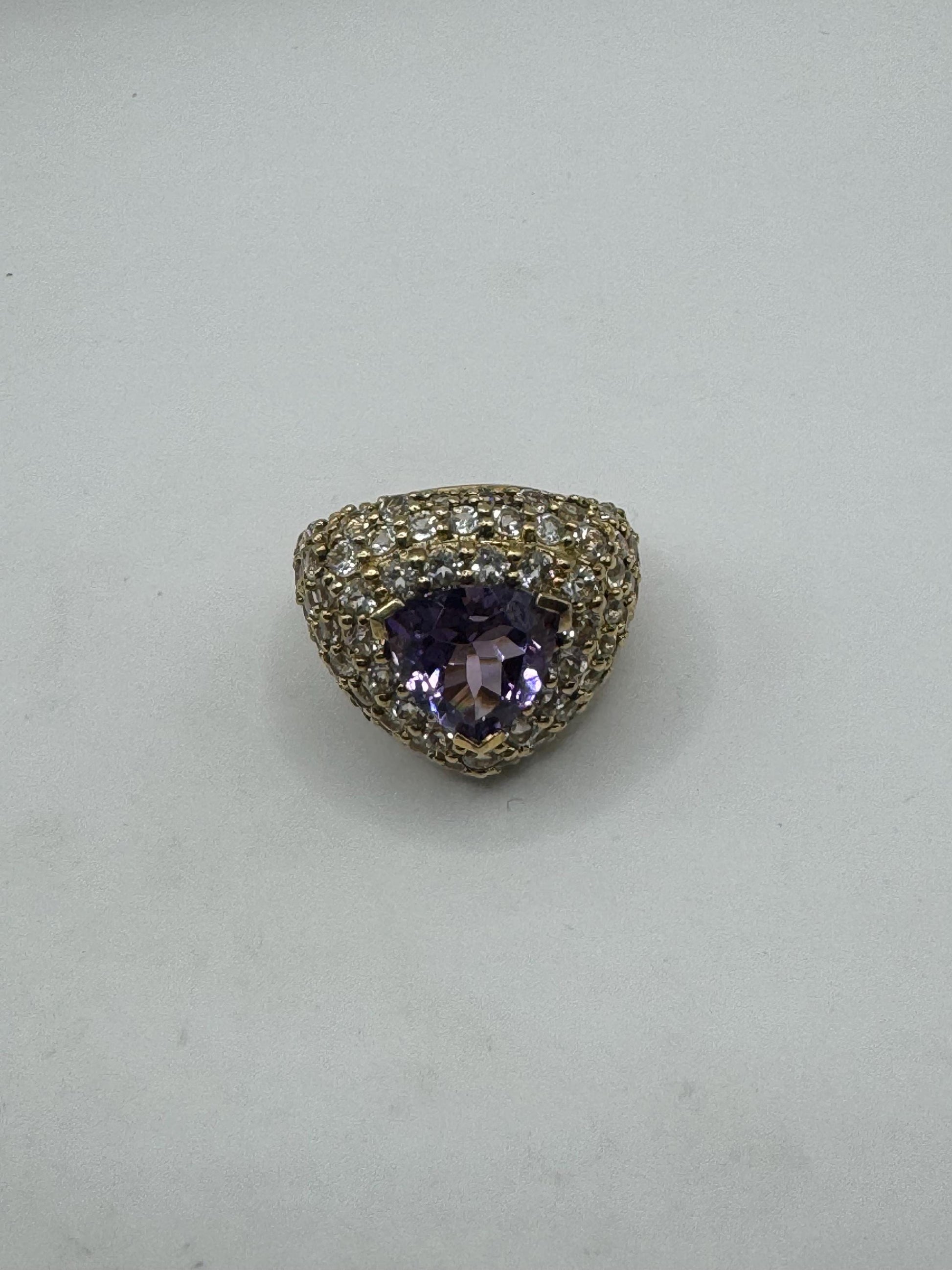 Vintage Purple Amethyst Ring in Gold 925 Sterling Silver
