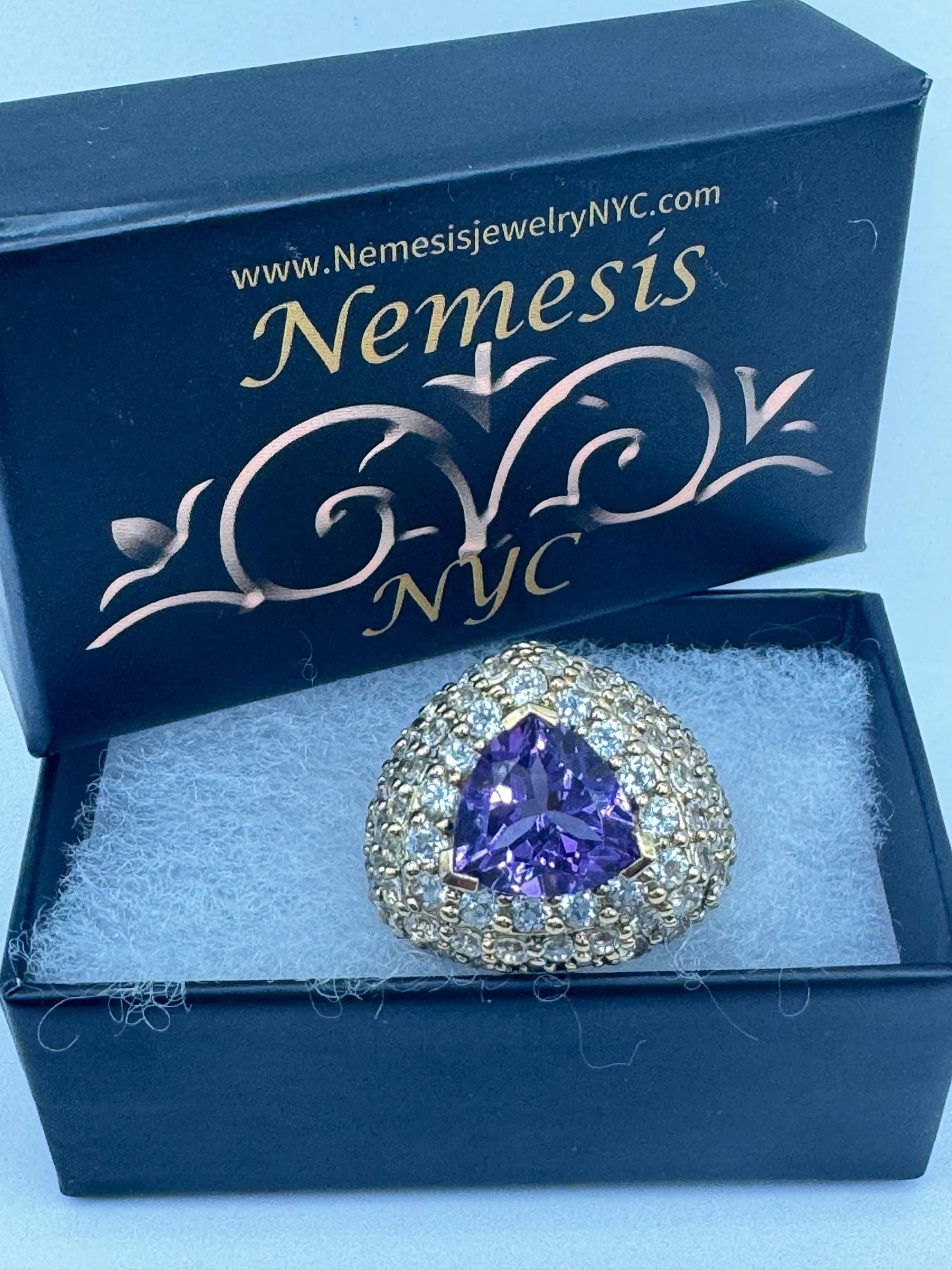 Vintage Purple Amethyst Ring in Gold 925 Sterling Silver