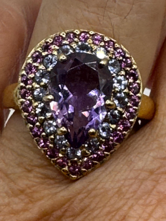 Vintage Purple Amethyst Ring in 925 Sterling Silver