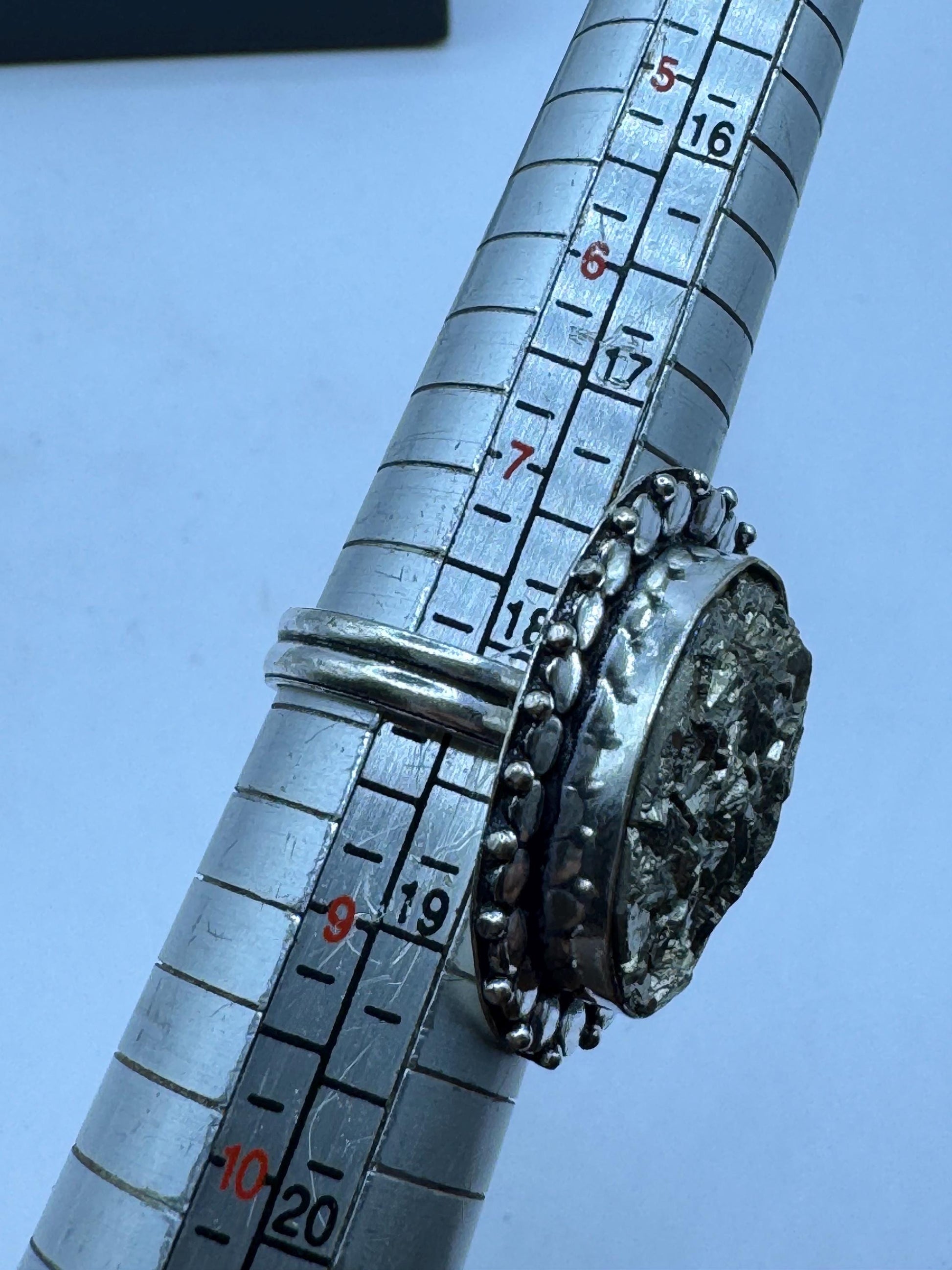 Vintage Gold Pyrite Silver Cocktail Ring Size 8