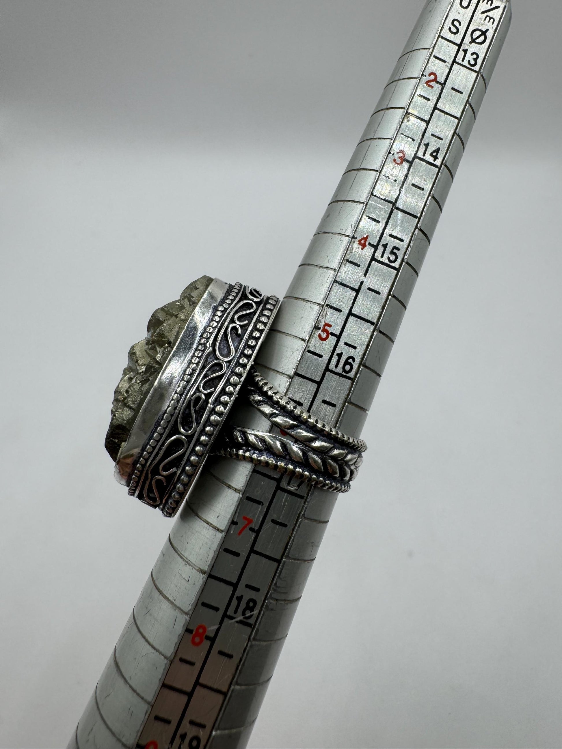 Vintage Gold Pyrite Silver Cocktail Ring Size 6