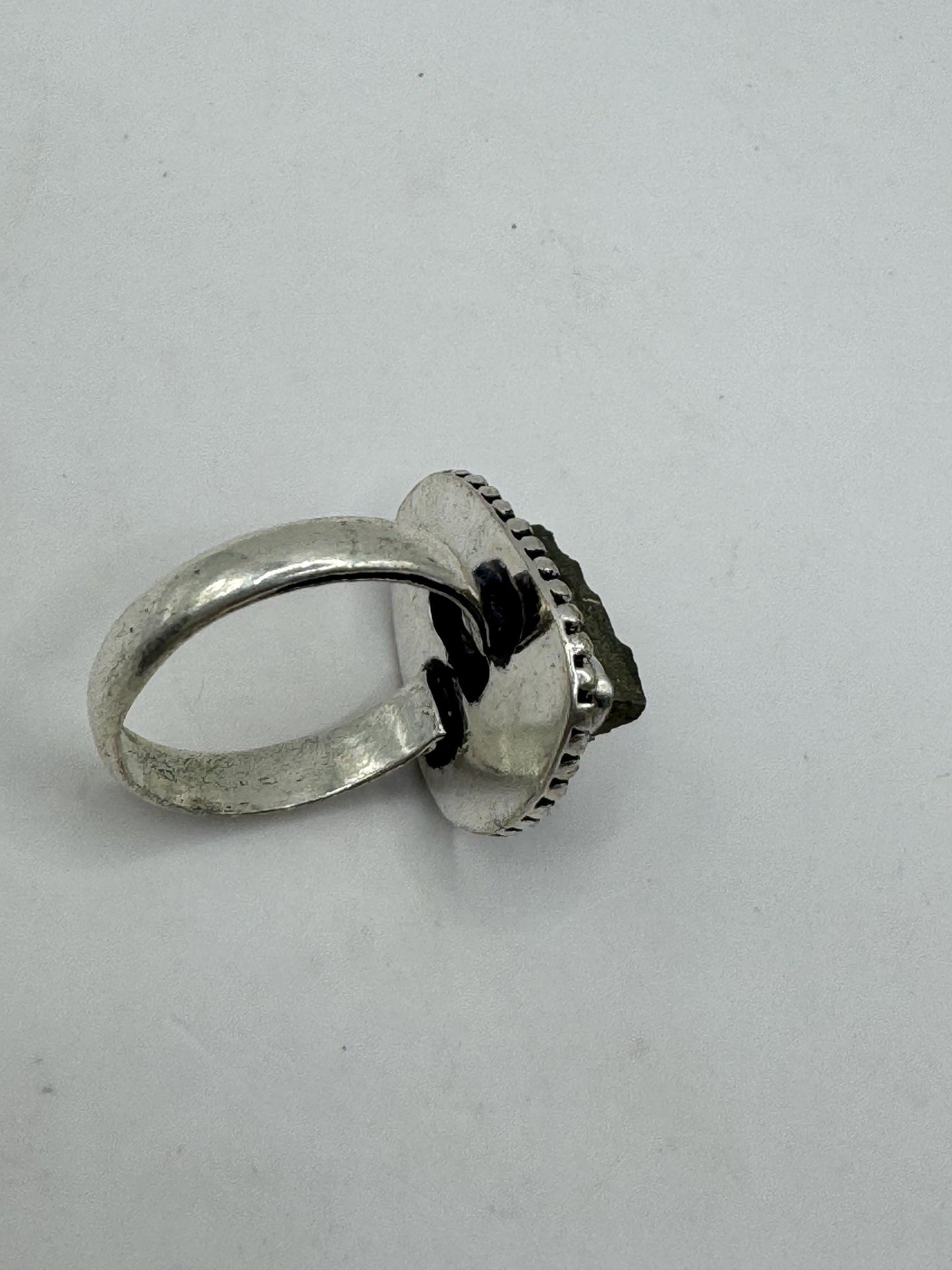 Vintage Gold Pyrite Silver Cocktail Ring Size 6