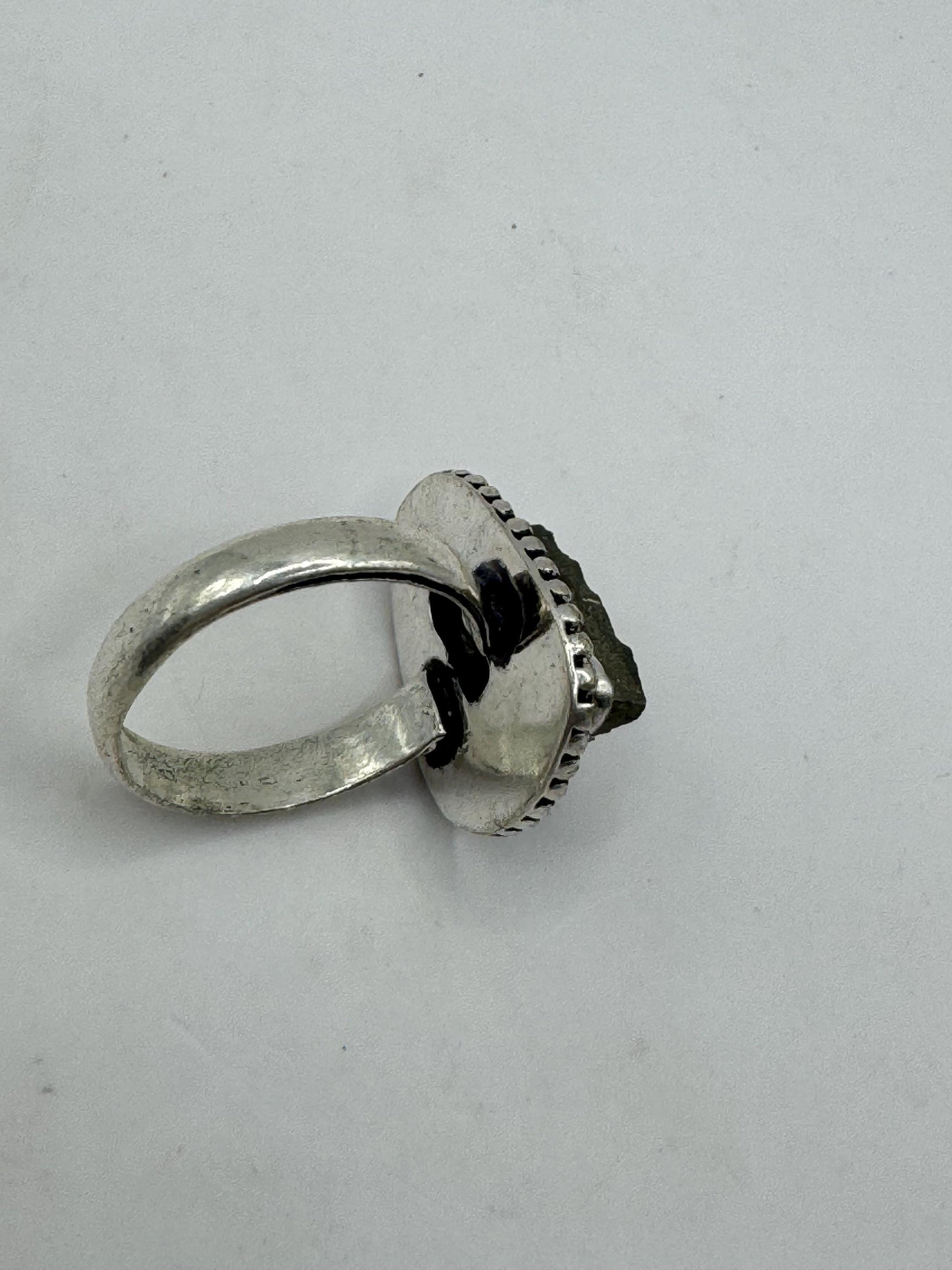 Vintage Gold Pyrite Silver Cocktail Ring Size 6