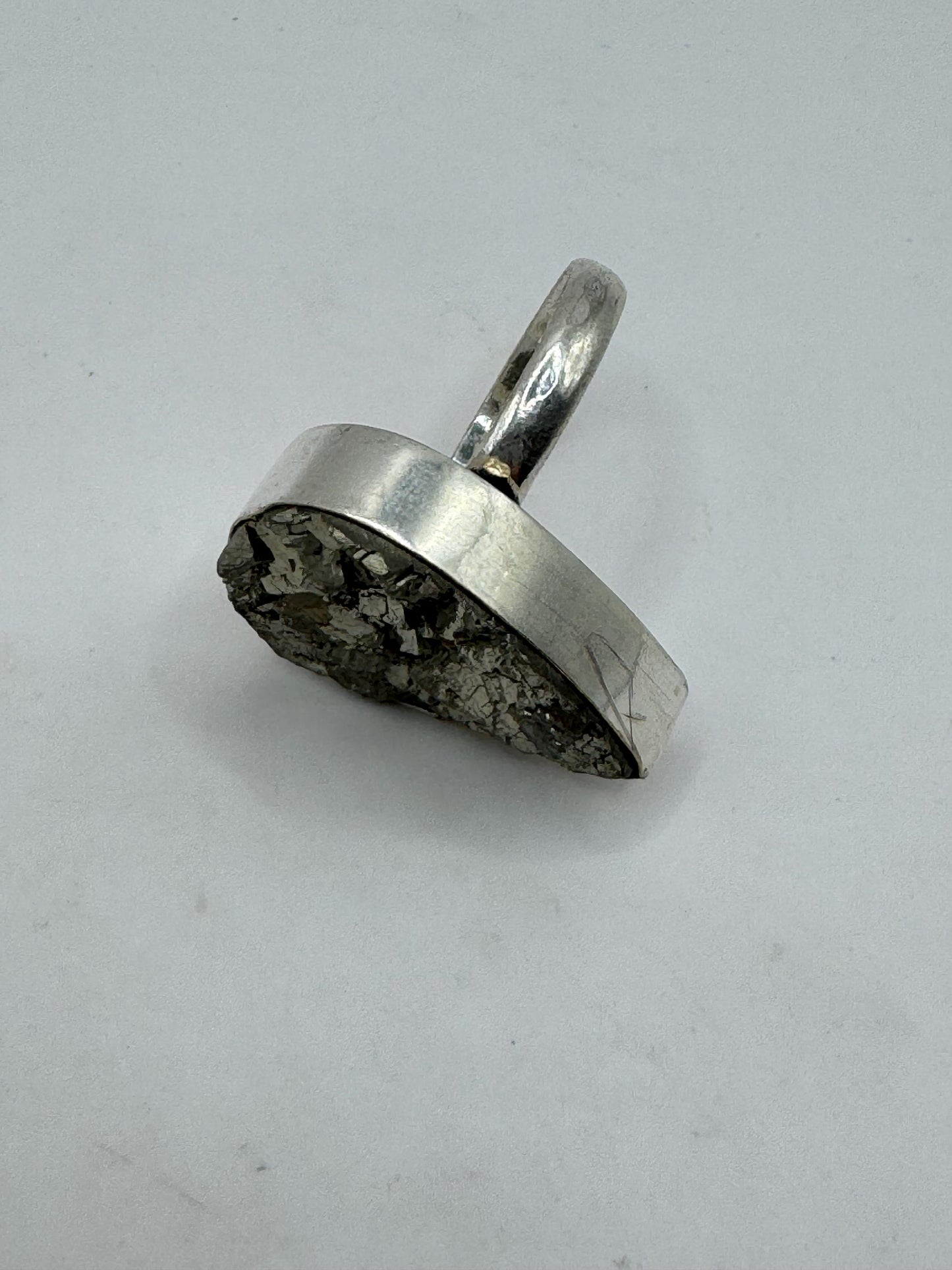 Vintage Gold Pyrite Silver Cocktail Ring Size 9
