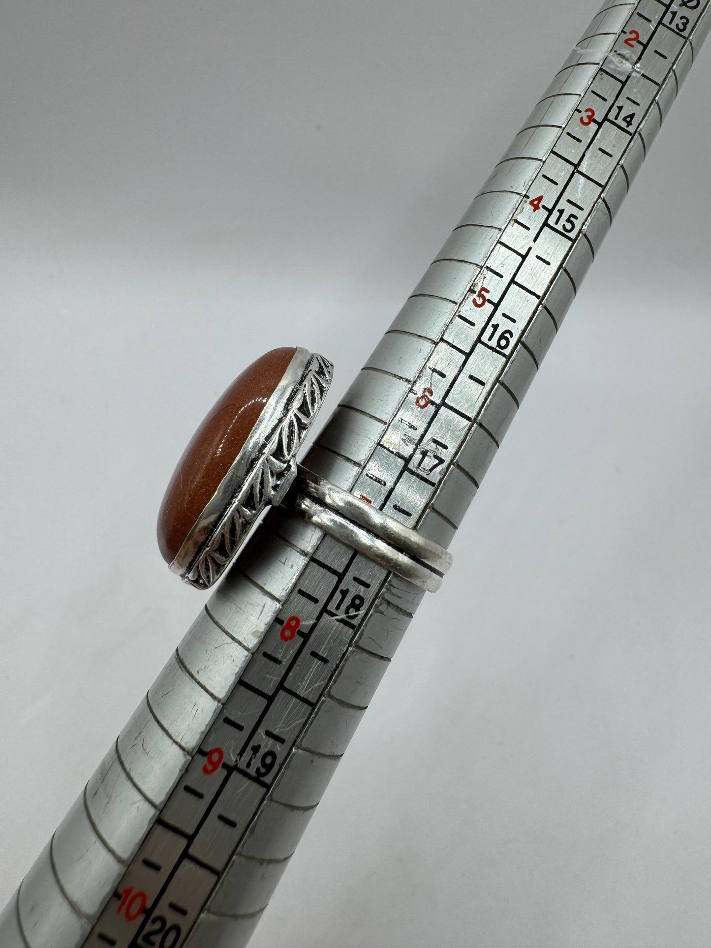 Vintage Handmade Boho Statement Gold Sandstone Silver Ring 9