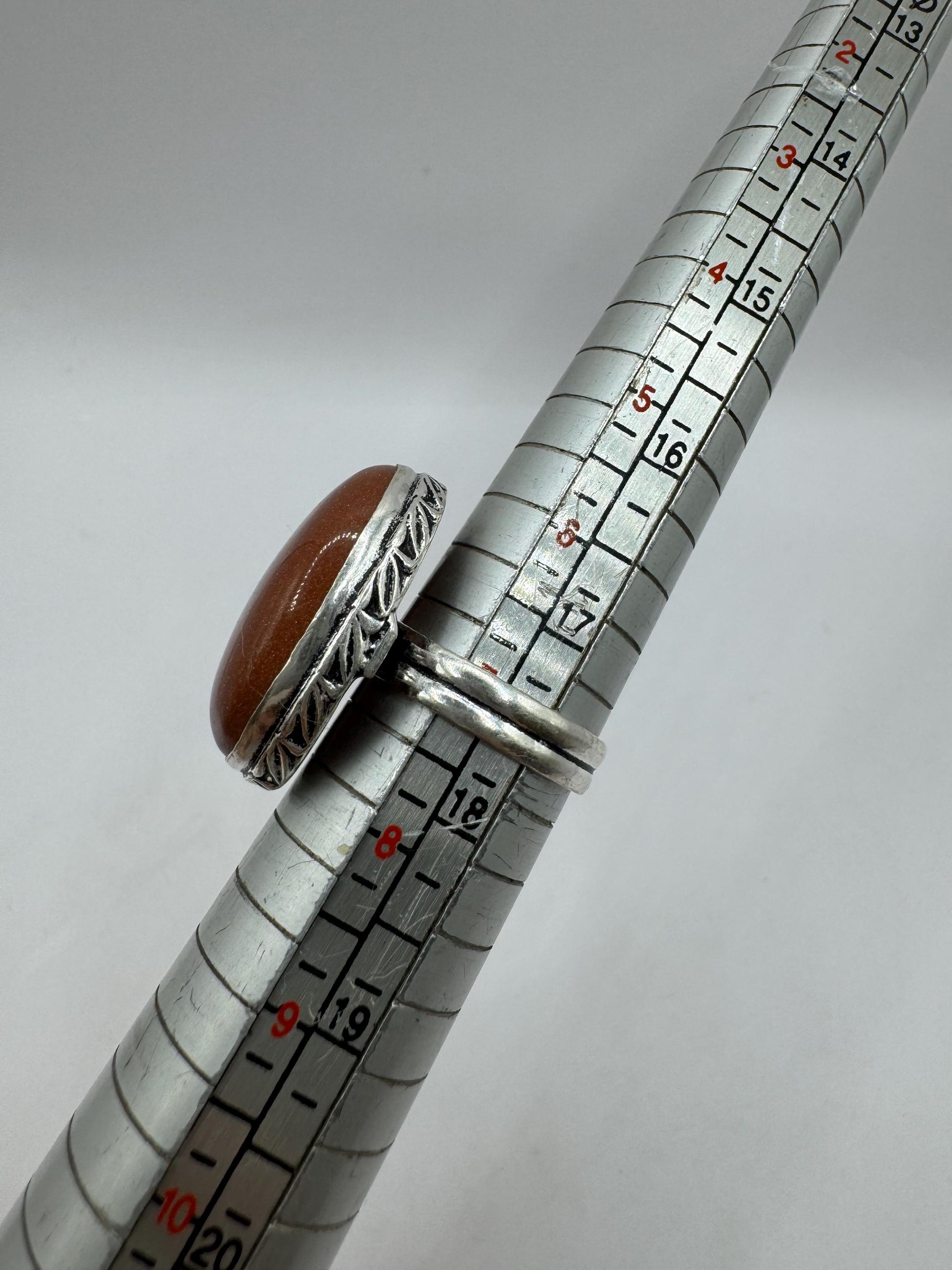 Vintage Handmade Boho Statement Gold Sandstone Silver Ring 9