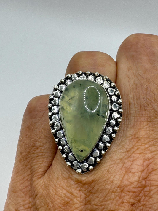 Vintage Green Moss Agate Cocktail Ring