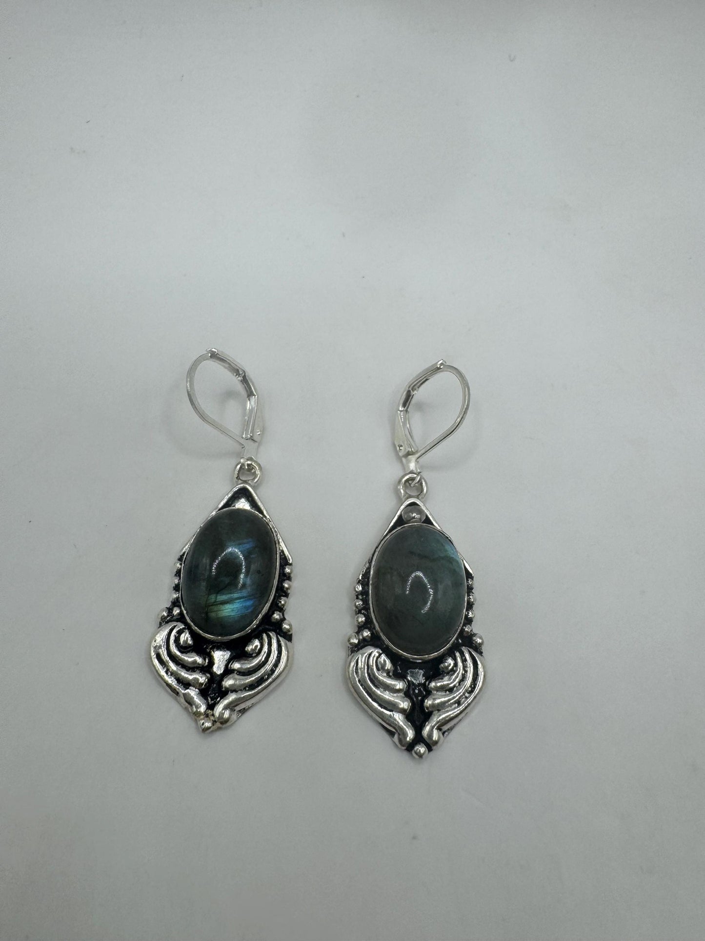 Vintage Labradorite Silver Dangle Earrings