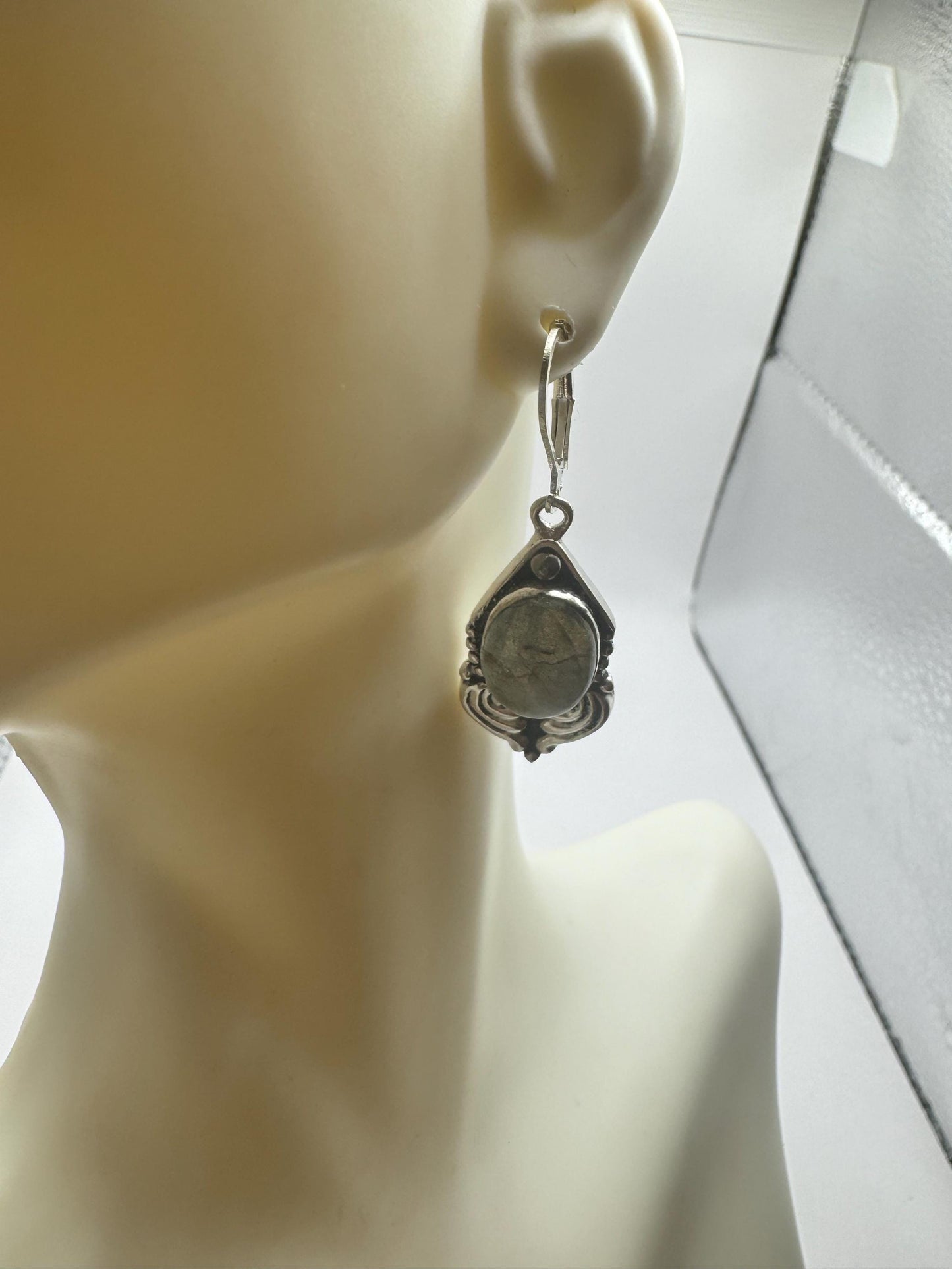 Vintage Labradorite Silver Dangle Earrings