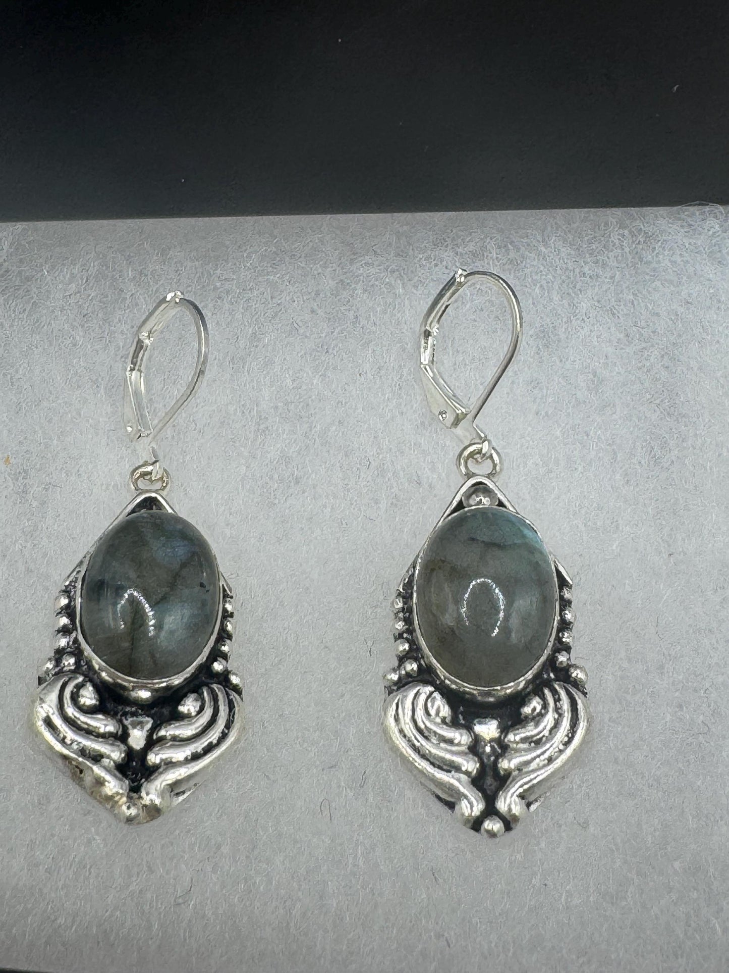 Vintage Labradorite Silver Dangle Earrings