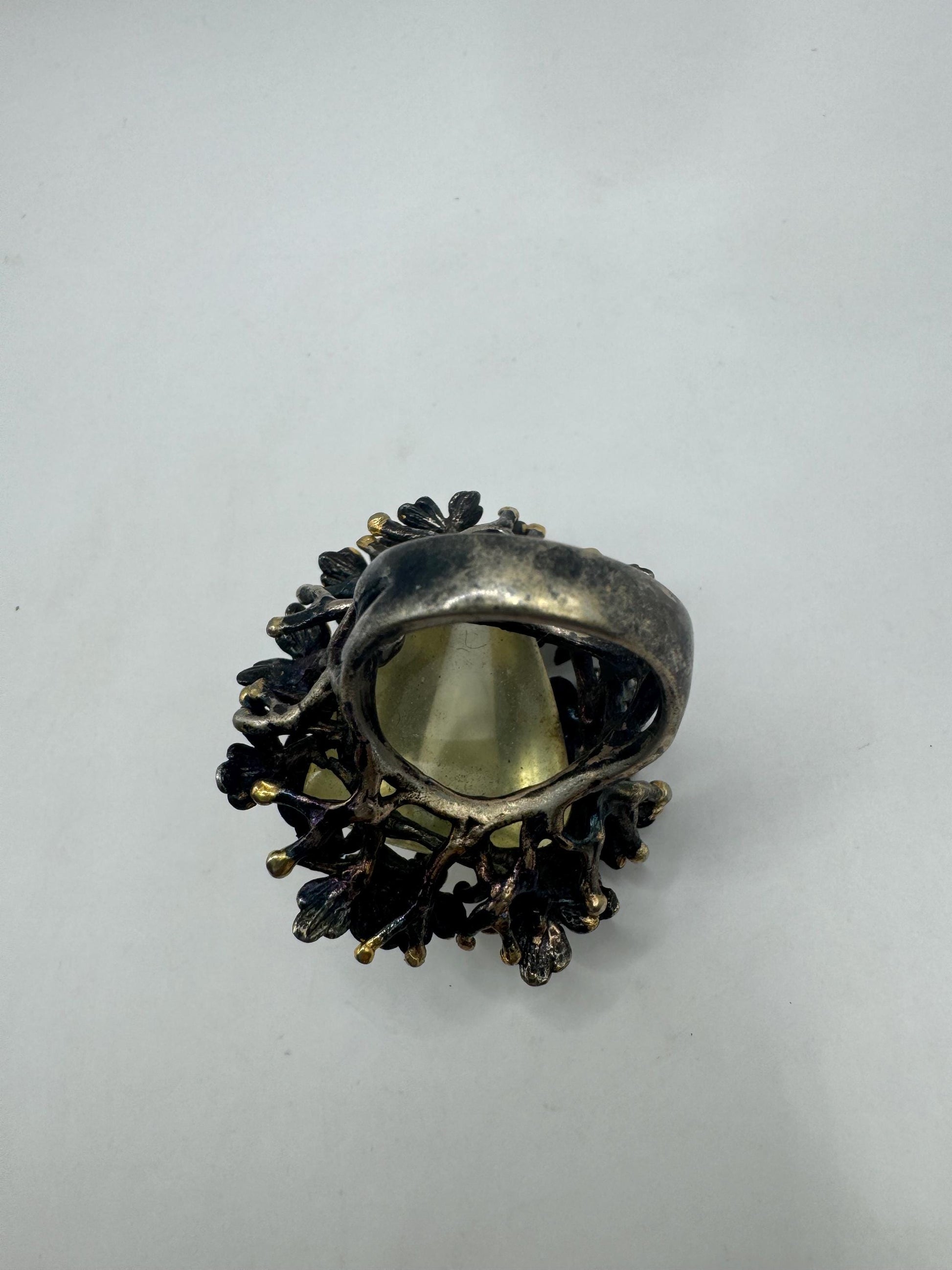 Vintage Yellow Citrine Statement Ring in 925 Sterling Silver