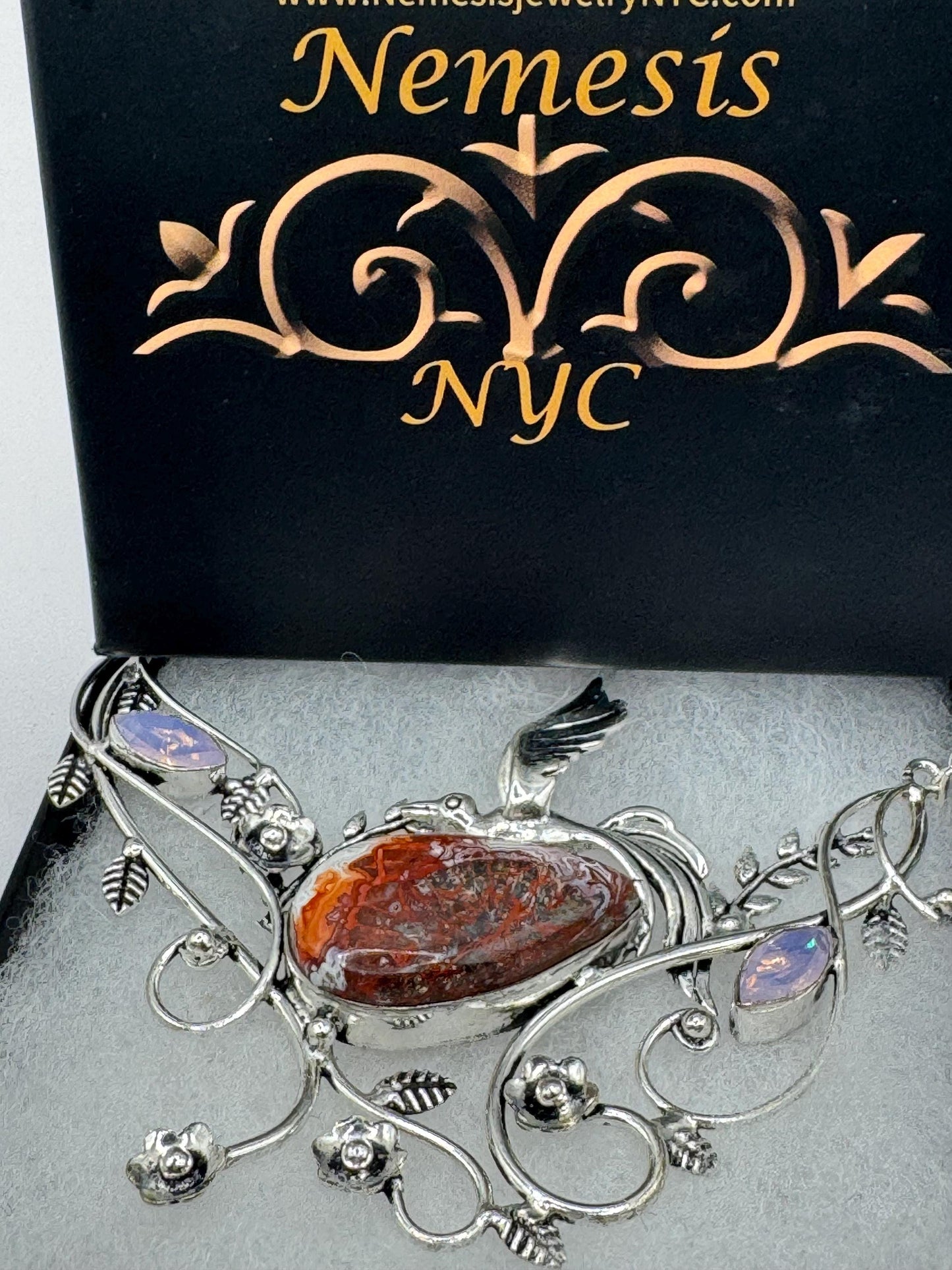 Vintage Silver Genuine Ruby Zoisite Choker Black Velvet Necklace.