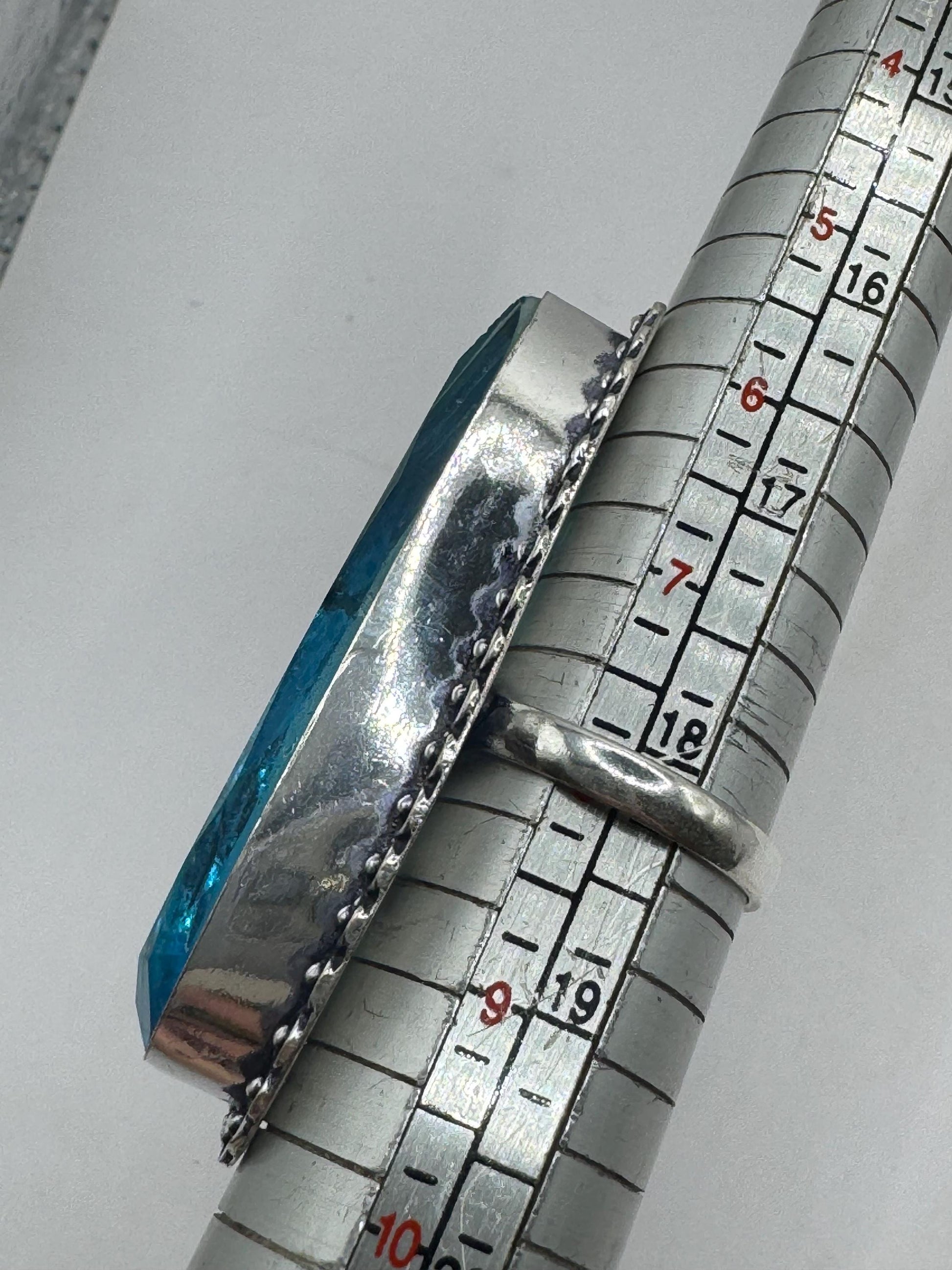 Vintage Aqua Blue Volcanic Art Glass Ring