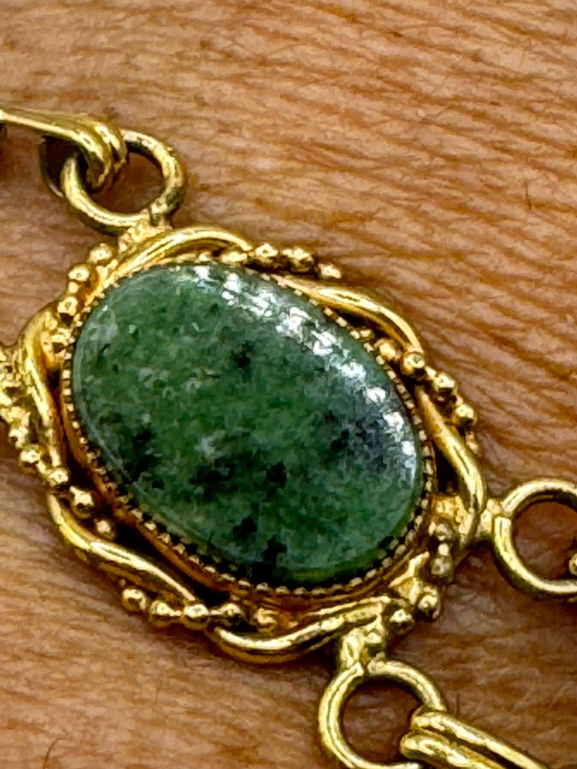 Vintage Green Jade Bracelet Gold filled