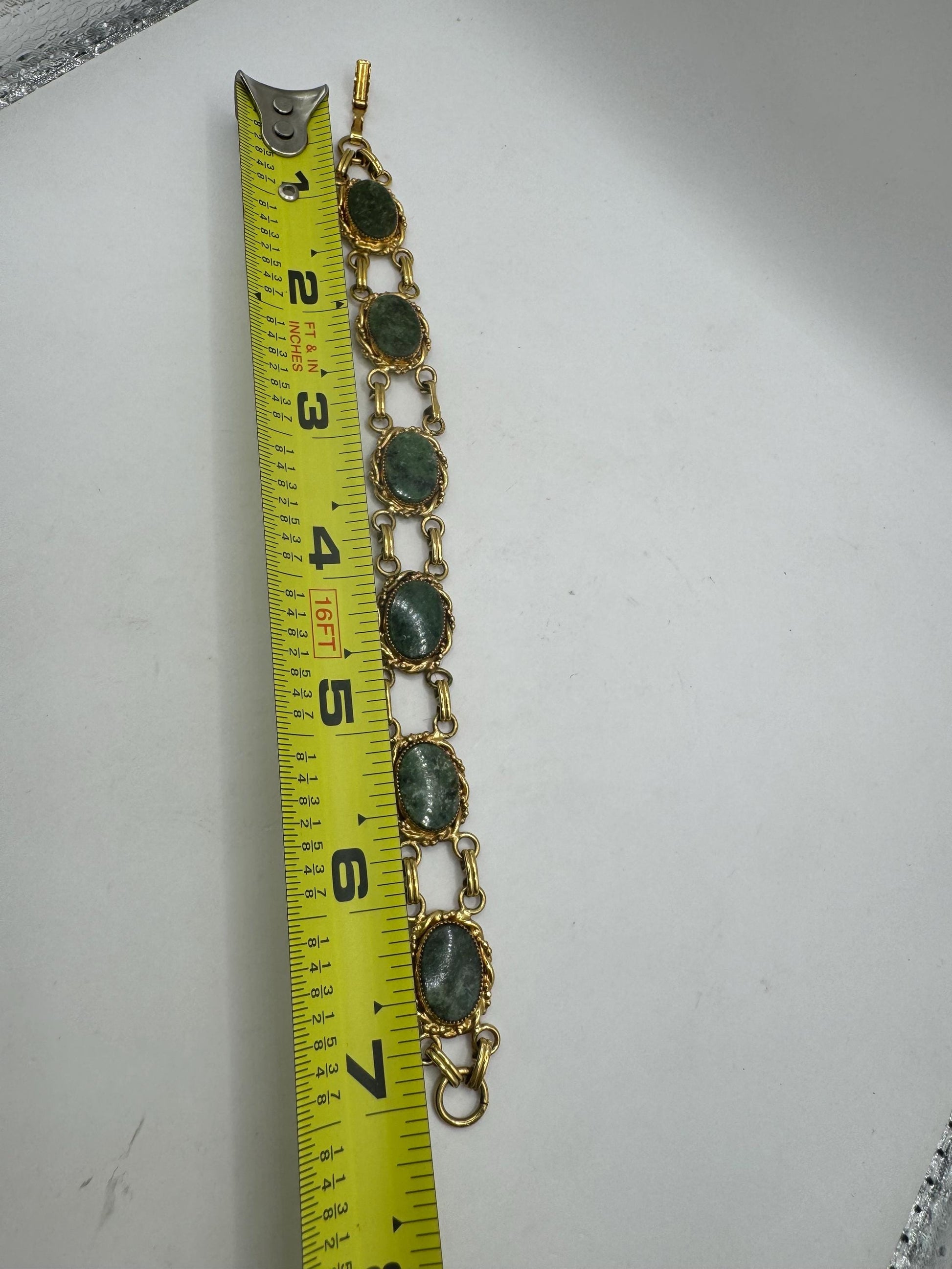 Vintage Green Jade Bracelet Gold filled