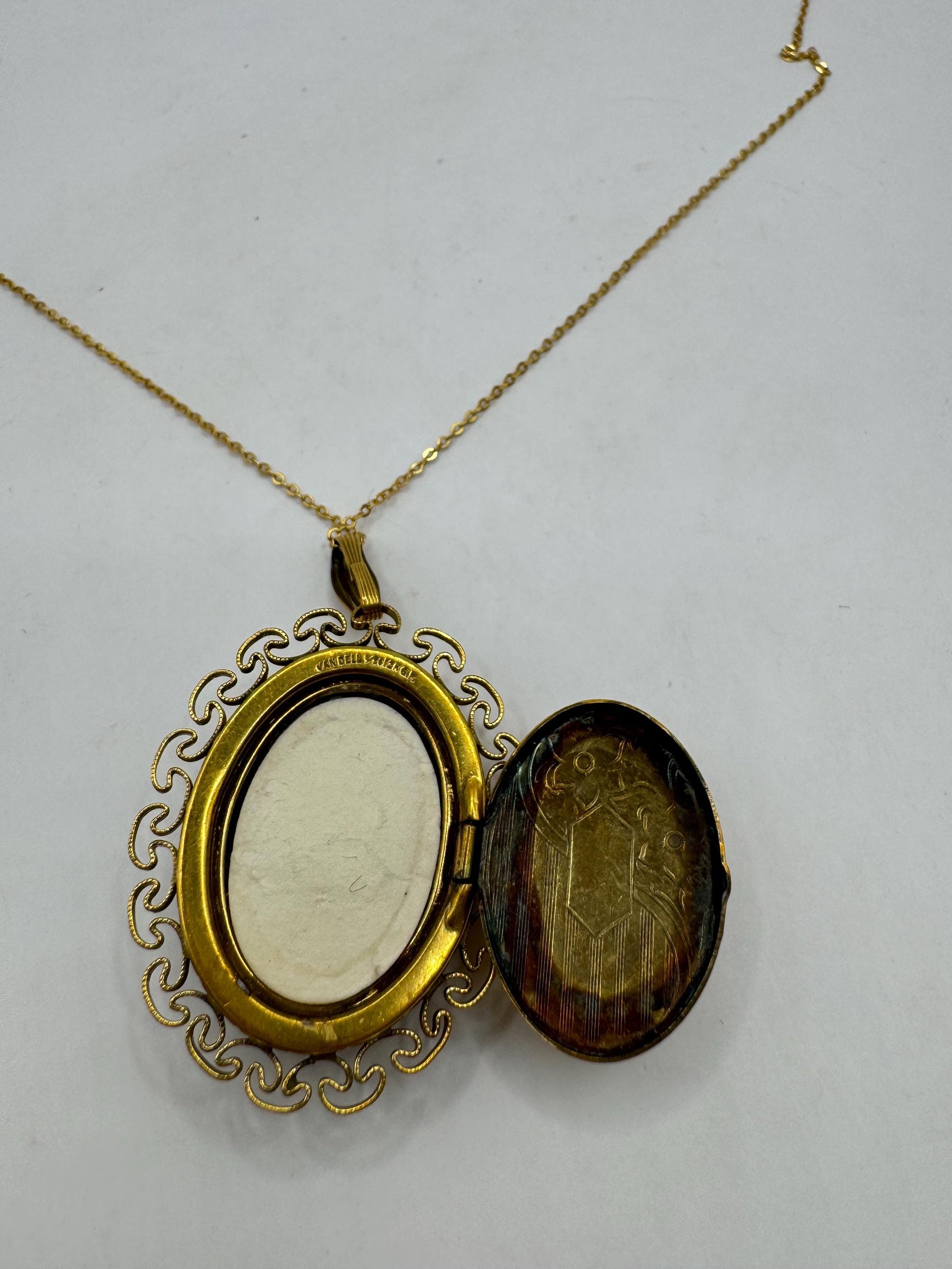 Vintage Black Enamel Locket Choker Gold Filled Necklace