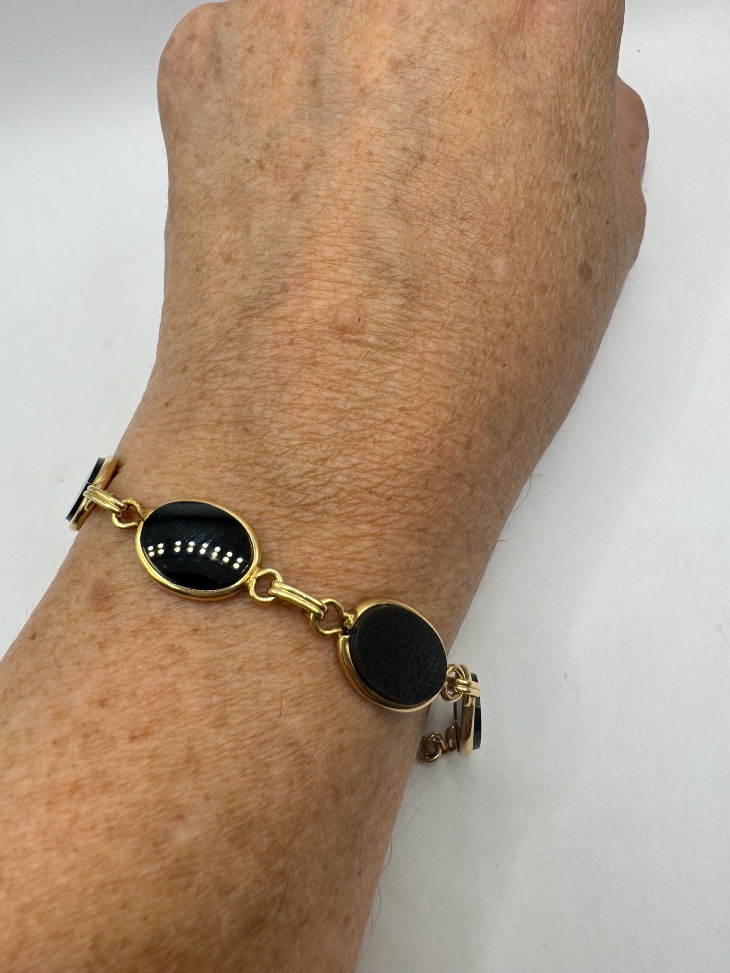 Vintage black Onyx Bracelet Gold filled