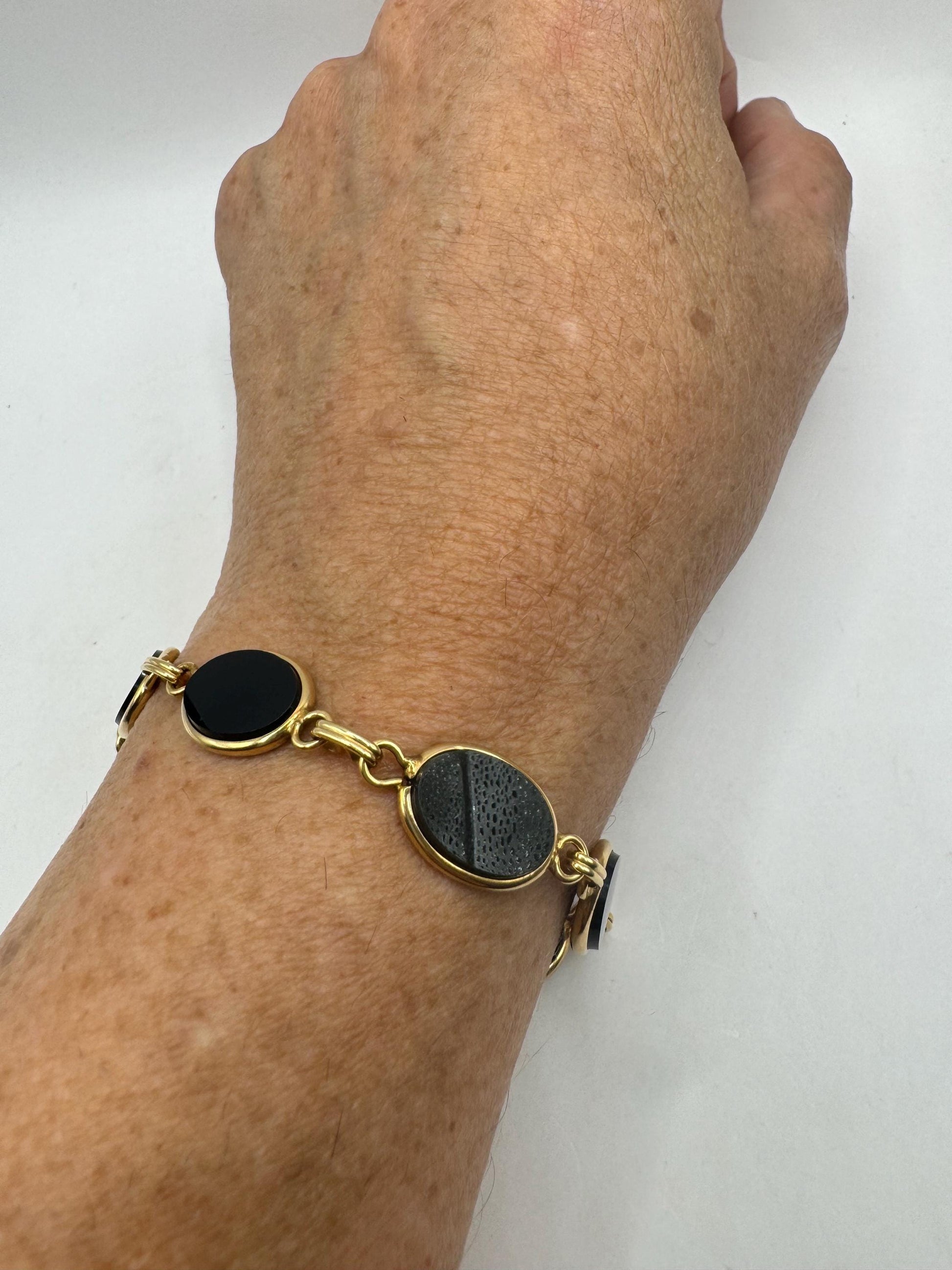 Vintage black Onyx Bracelet Gold filled