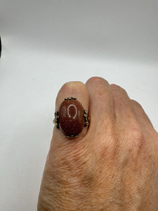 Vintage Goldstone Gold Sandstone Cocktail Ring
