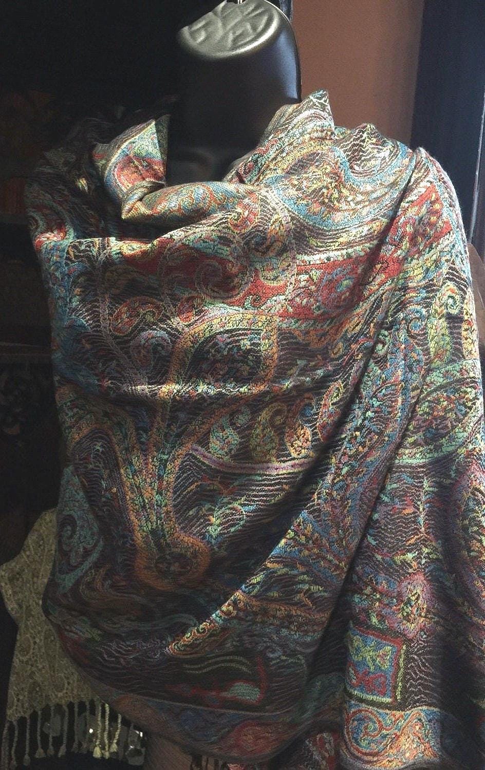 Jamawar Paisley Brocade Pashmina Scarf Wrap Shawl