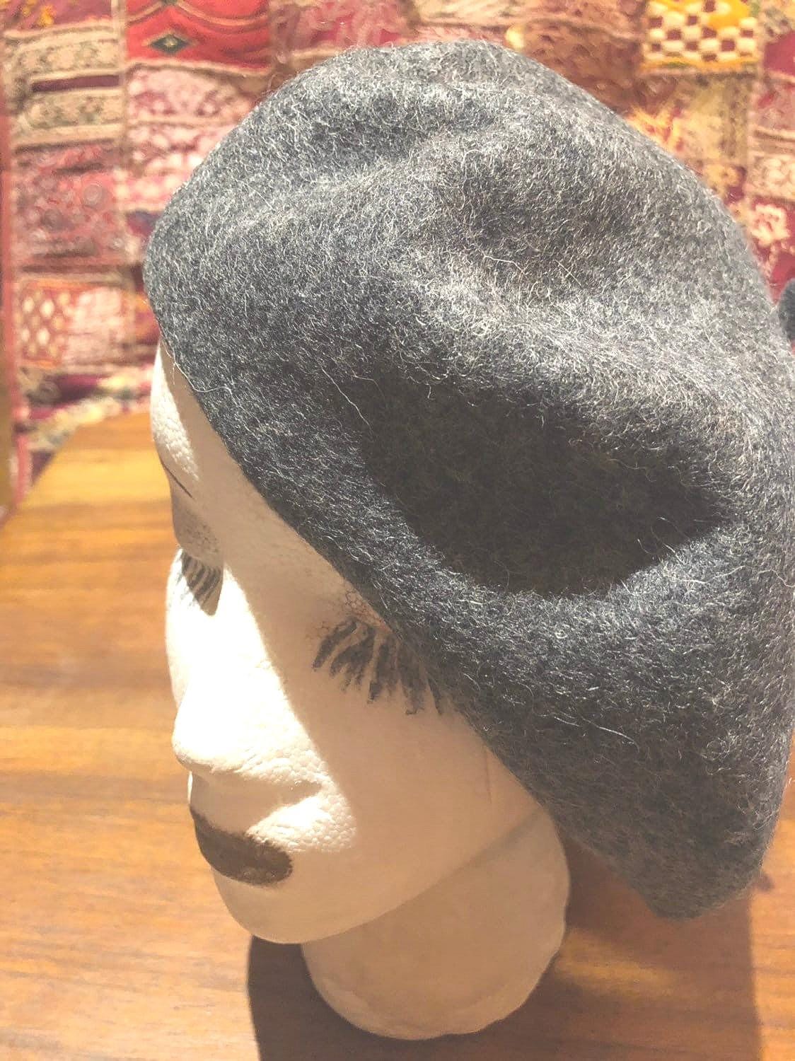 Vintage gray Wool Felt 10 in Beret Hat