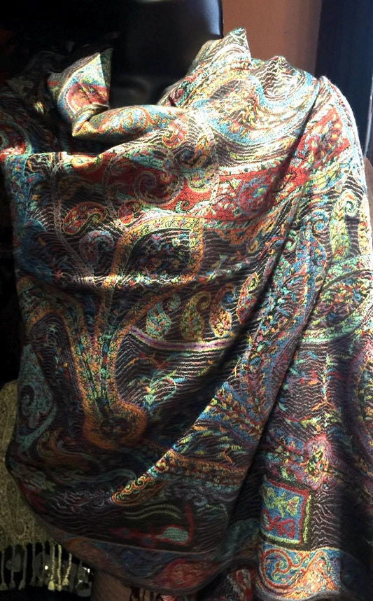 Vintage Paisley Brocade Pashmina Scarf Wrap Shawl