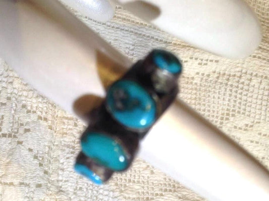 Vintage Genuine Native American Turquoise 925 Sterling Silver Ring