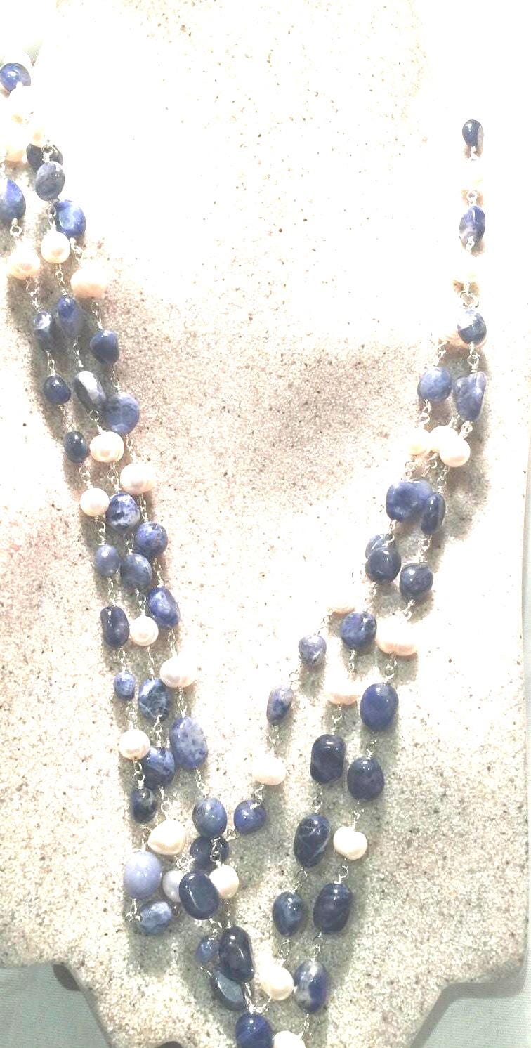 Hand Wrapped Pearl 3 strand Necklace