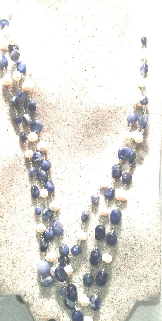 Hand Wrapped Pearl 3 strand Necklace