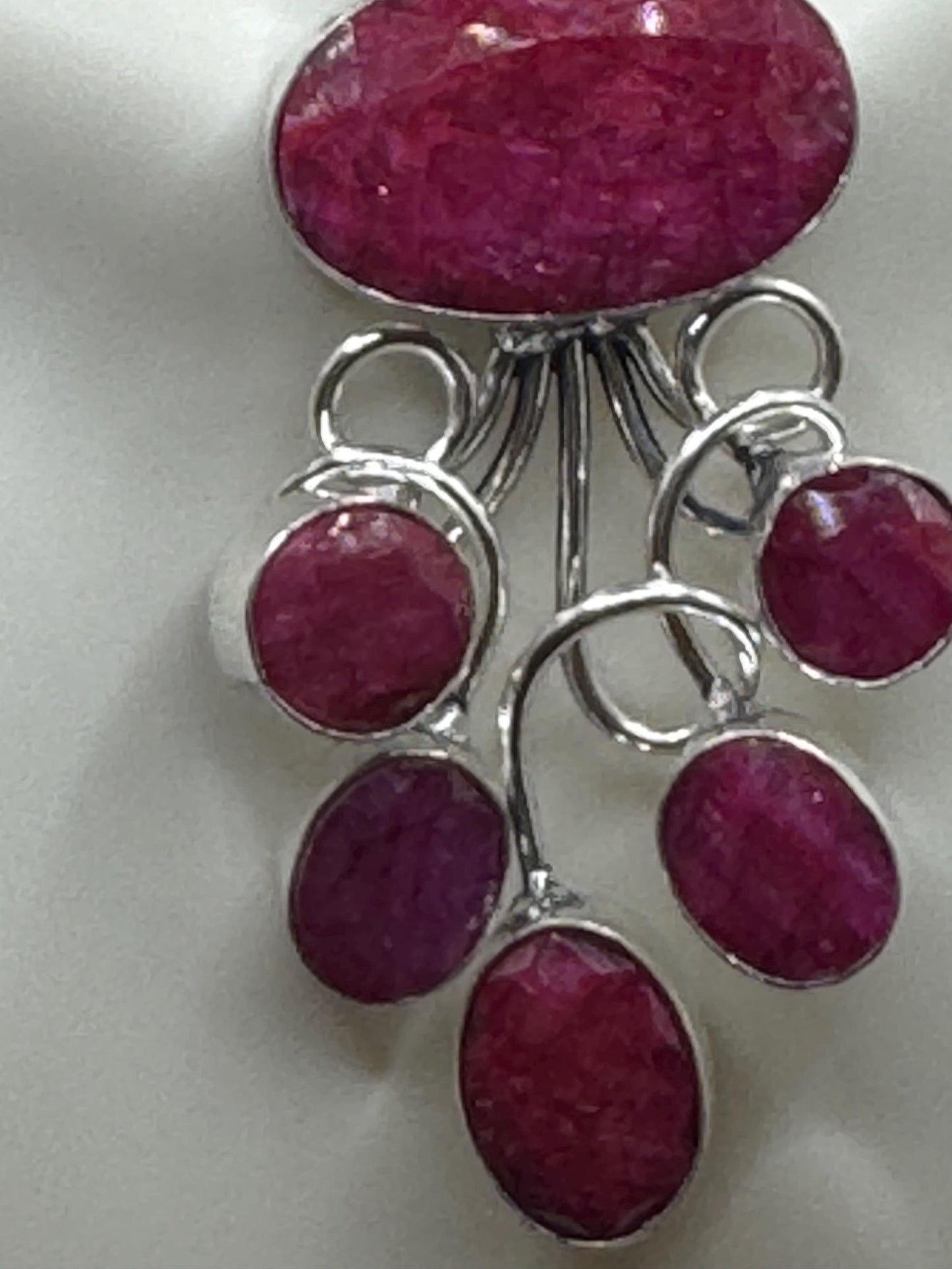 Vintage Antique Pink Raw Ruby Black velvet Choker Statement Necklace