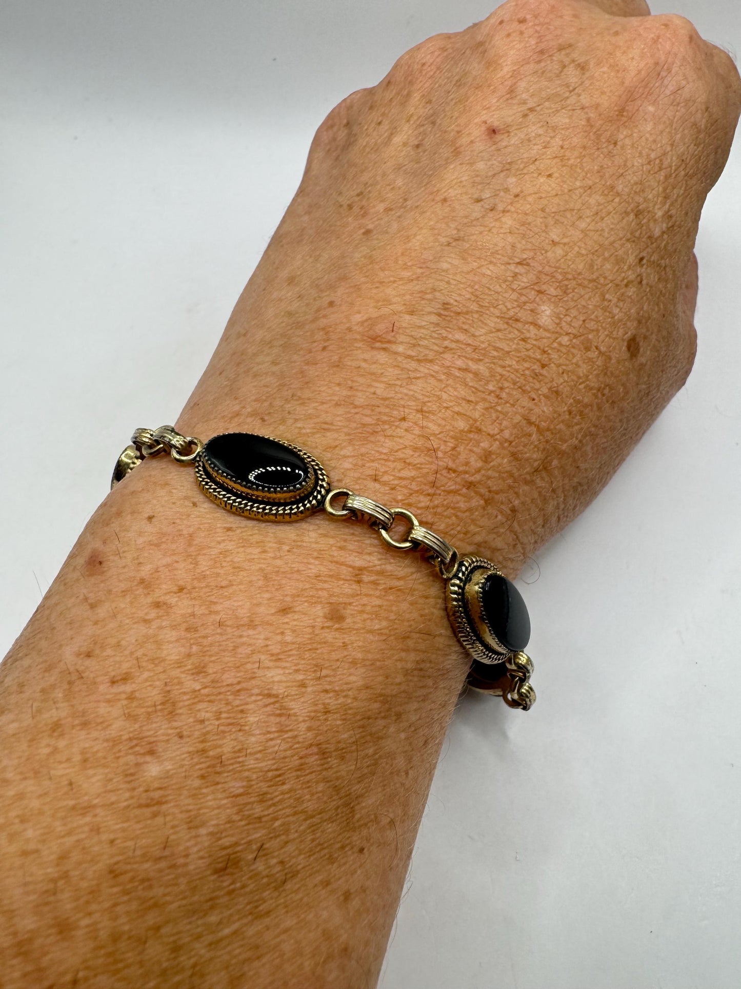 Vintage black Onyx Bracelet Gold filled