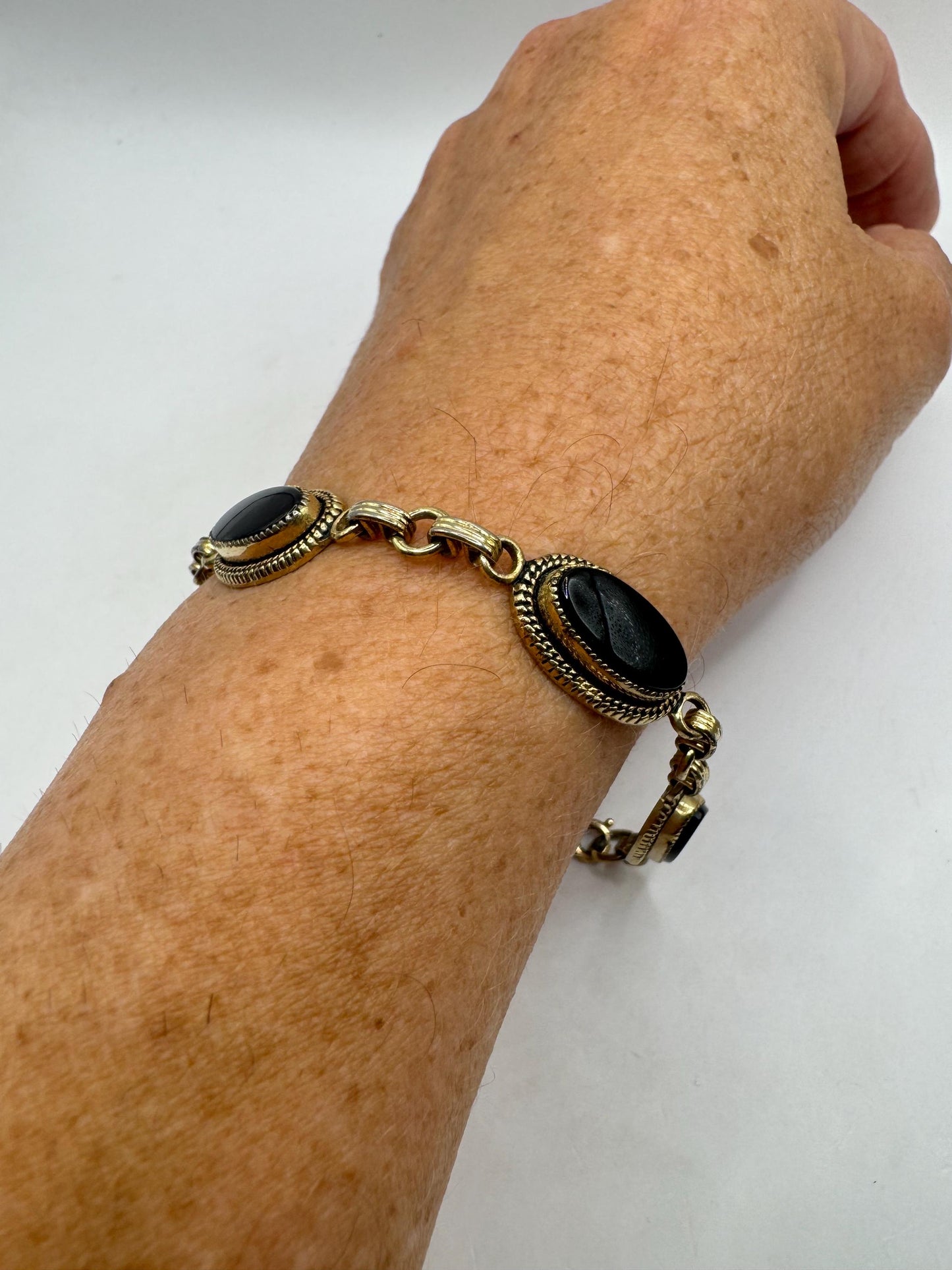 Vintage black Onyx Bracelet Gold filled