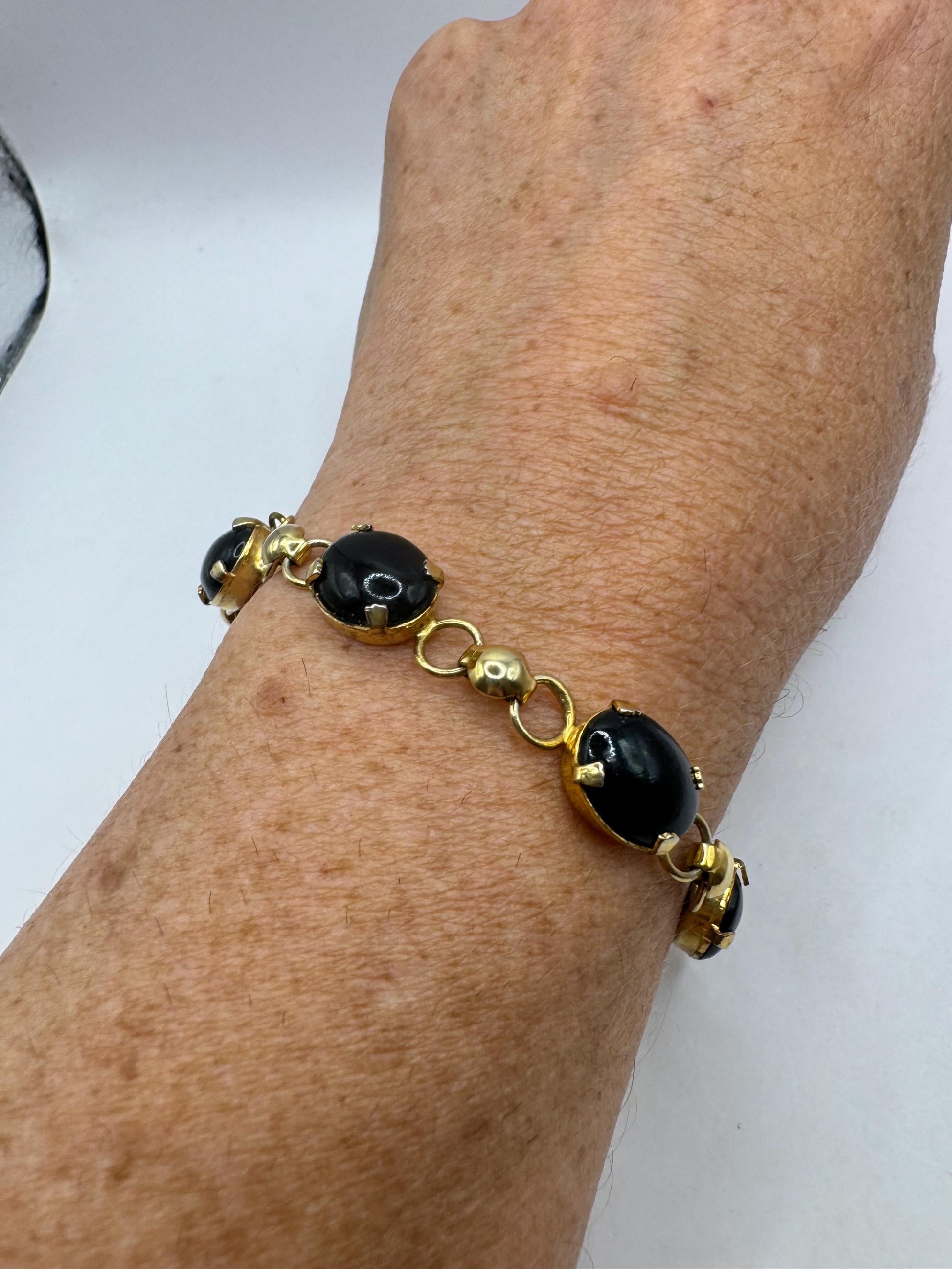 Vintage black Onyx Bracelet Gold filled