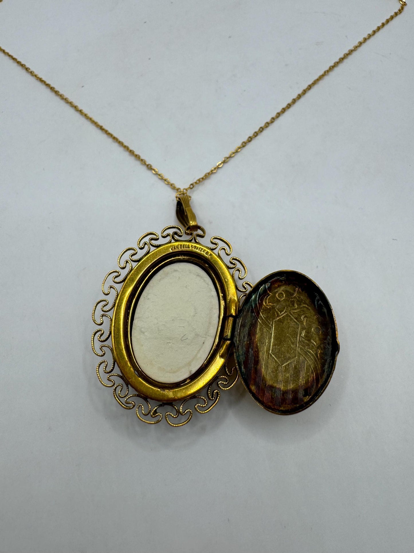 Vintage Black Enamel Locket Choker Gold Filled Necklace