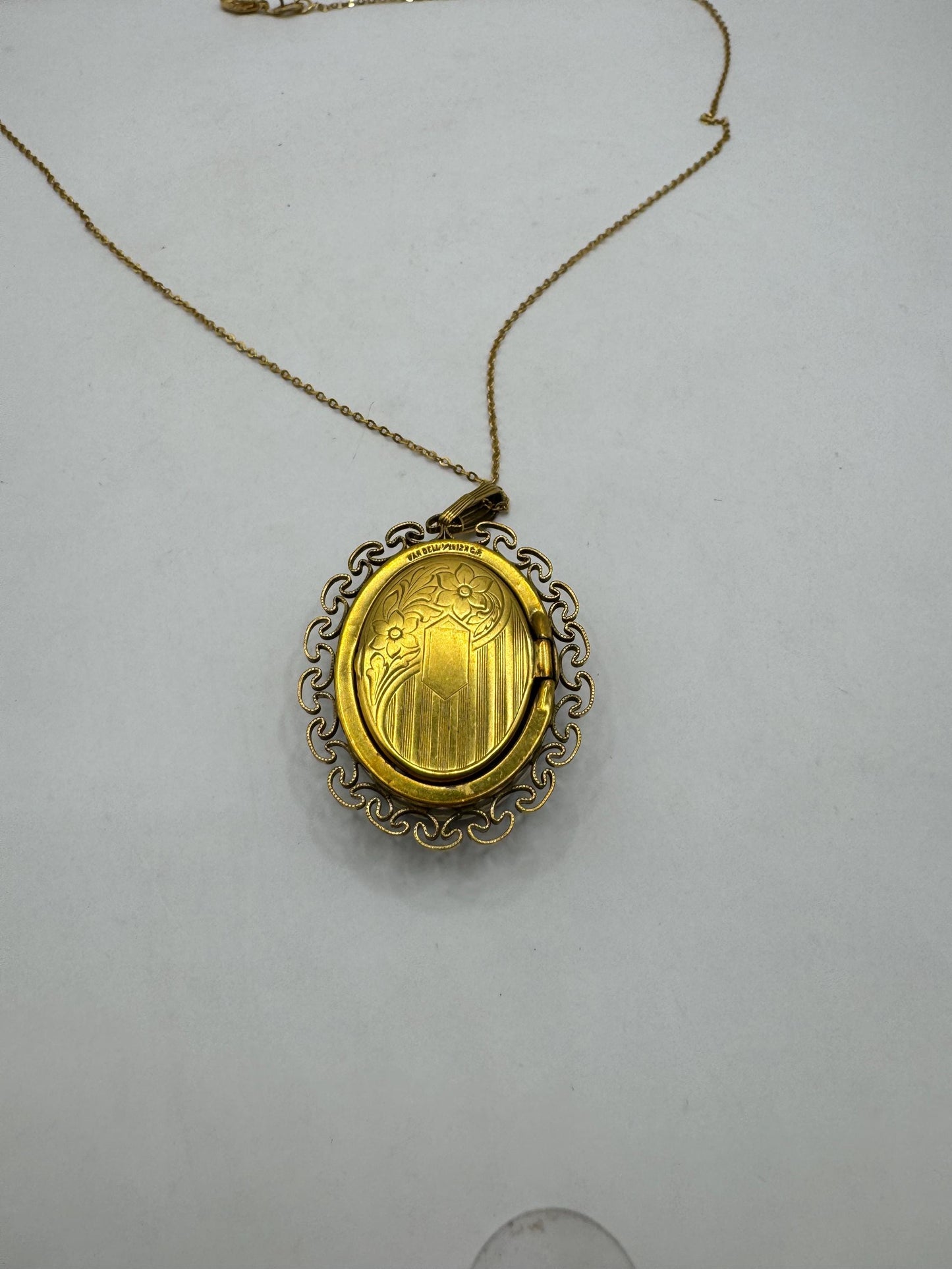 Vintage Black Enamel Locket Choker Gold Filled Necklace