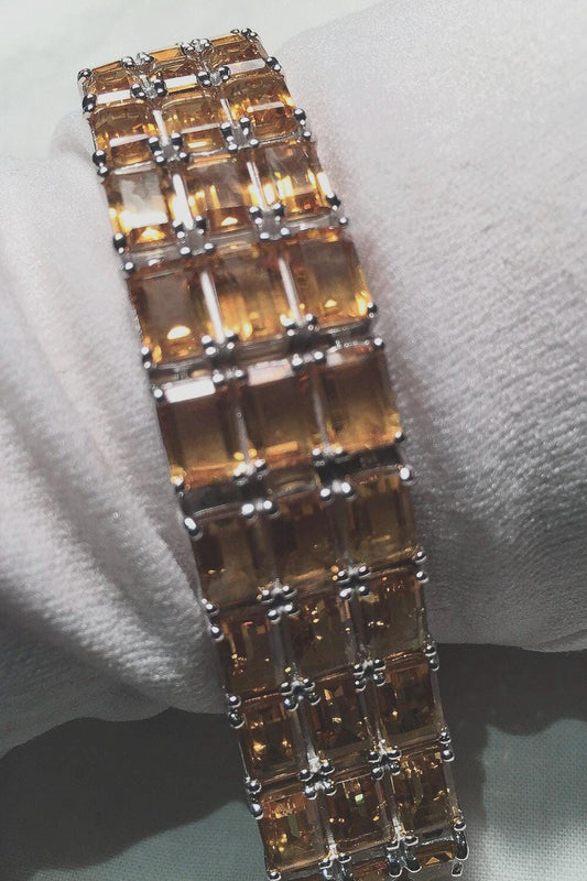 Vintage Gold Citrine Tennis Bracelet in 925 Sterling Silver