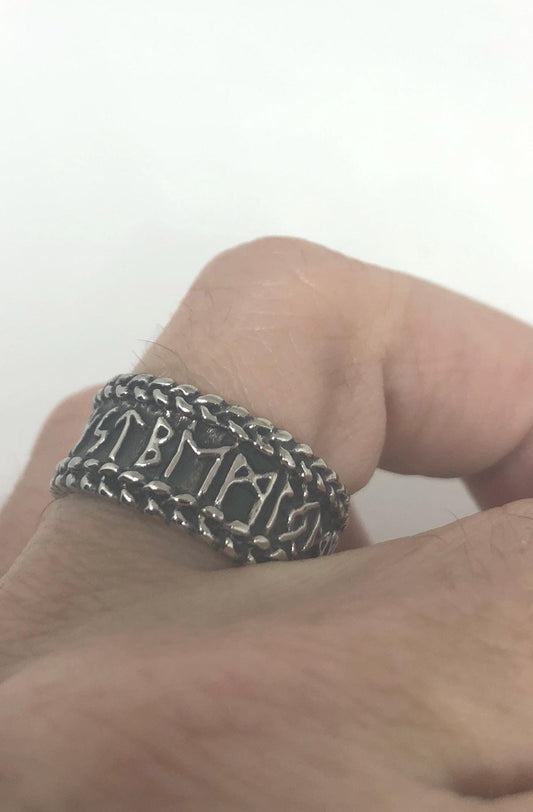 Vintage Runes eternity band stainless steel Ring