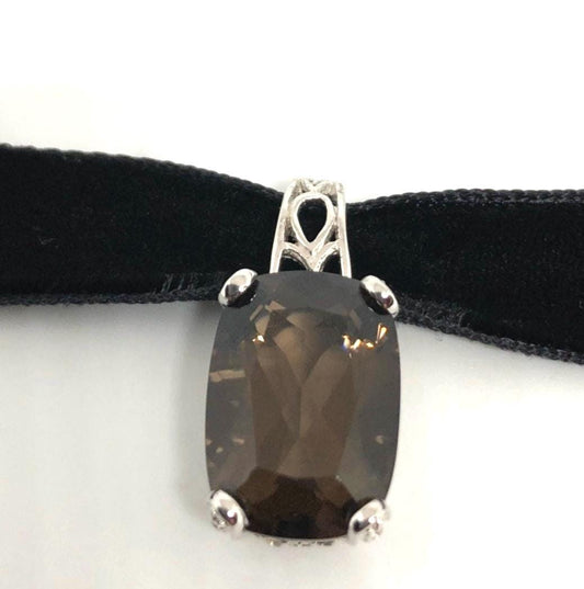 Vintage Handmade 925 Sterling Silver Smoky Quartz Pendant